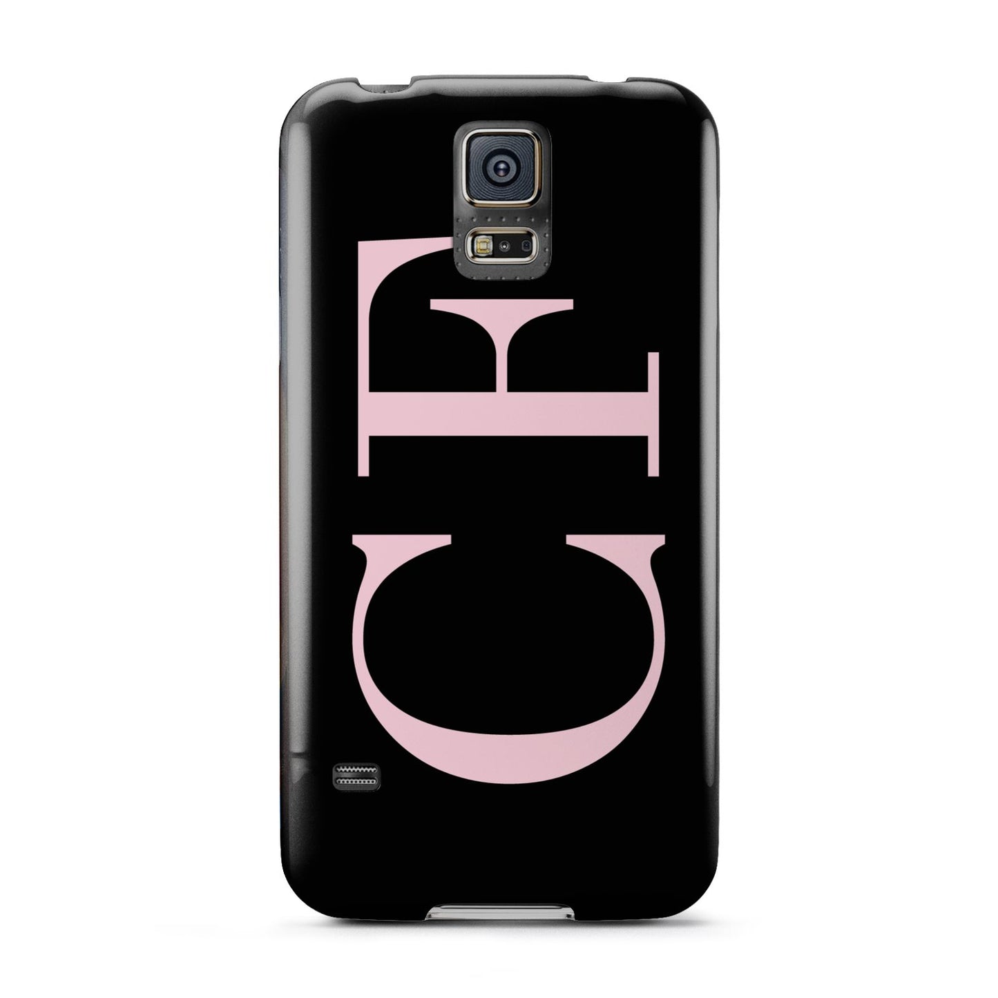 Black with Large Pink Initials Personalised Samsung Galaxy S5 Case