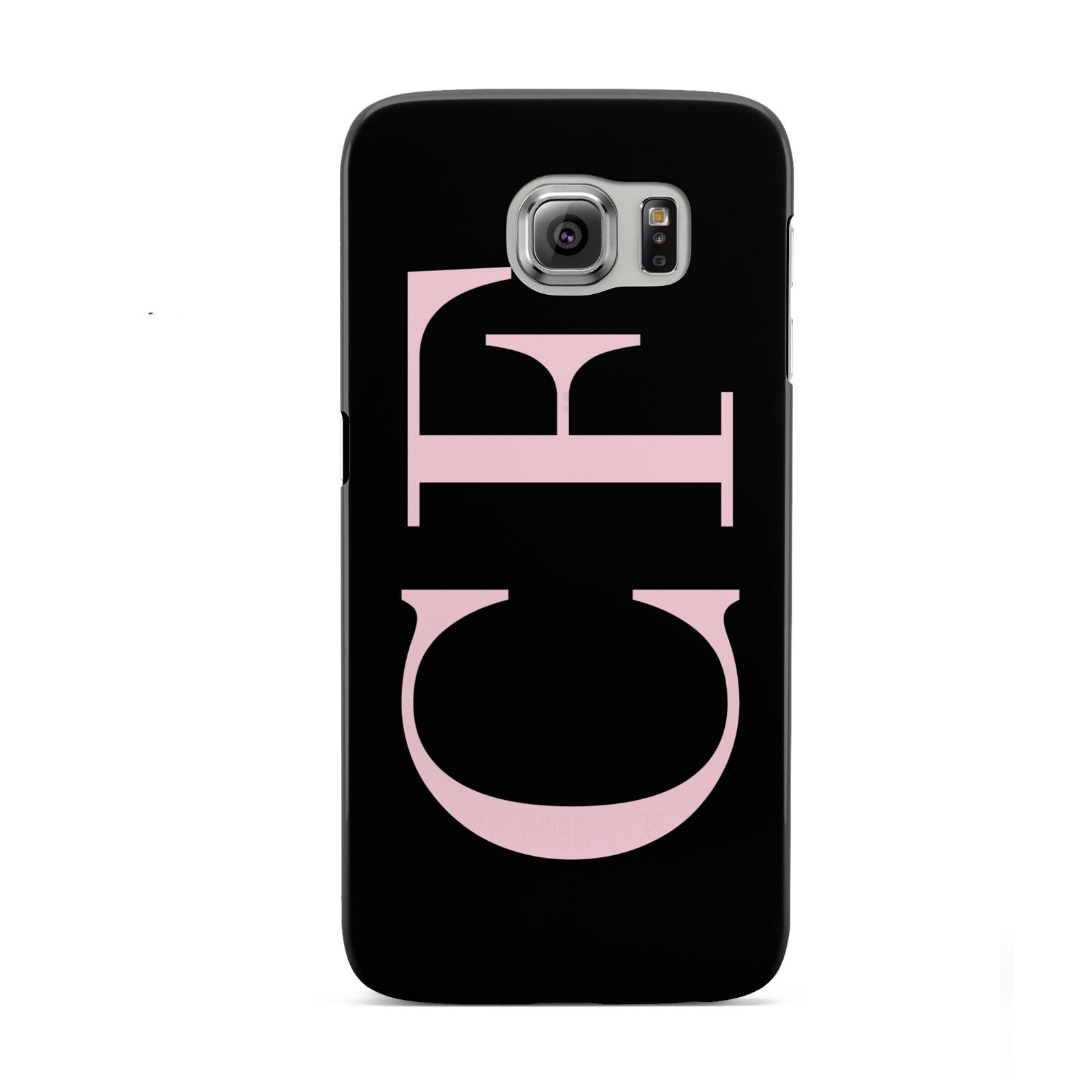 Black with Large Pink Initials Personalised Samsung Galaxy S6 Case