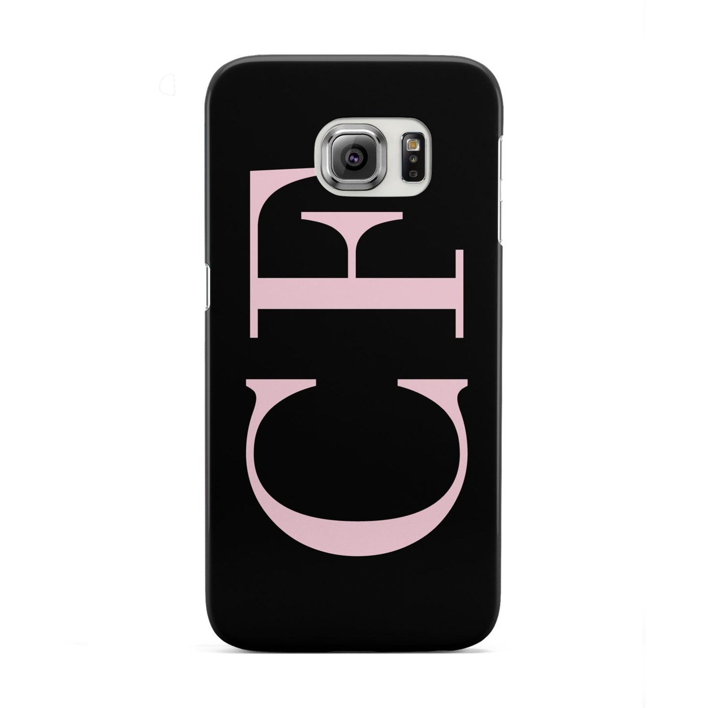 Black with Large Pink Initials Personalised Samsung Galaxy S6 Edge Case