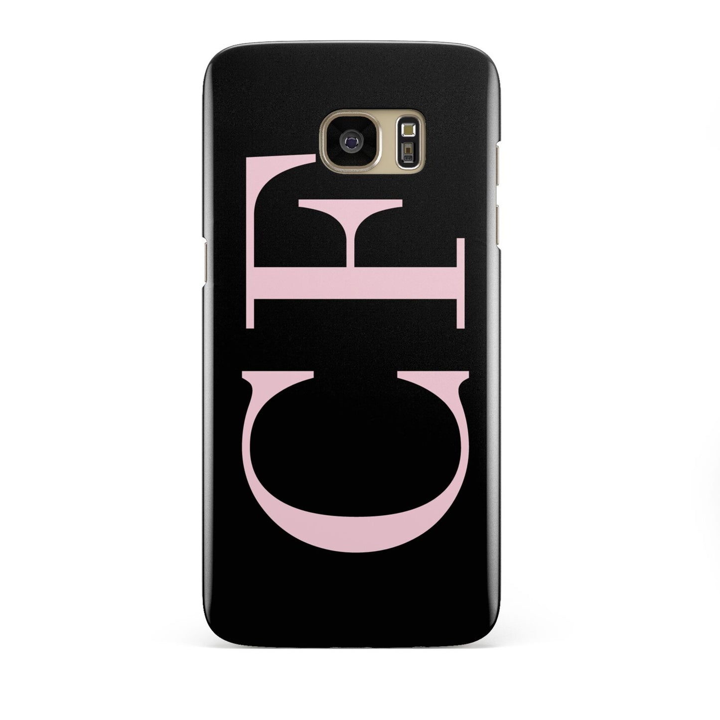 Black with Large Pink Initials Personalised Samsung Galaxy S7 Edge Case