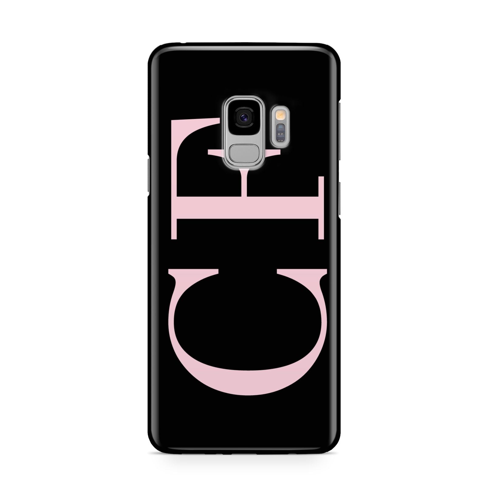 Black with Large Pink Initials Personalised Samsung Galaxy S9 Case