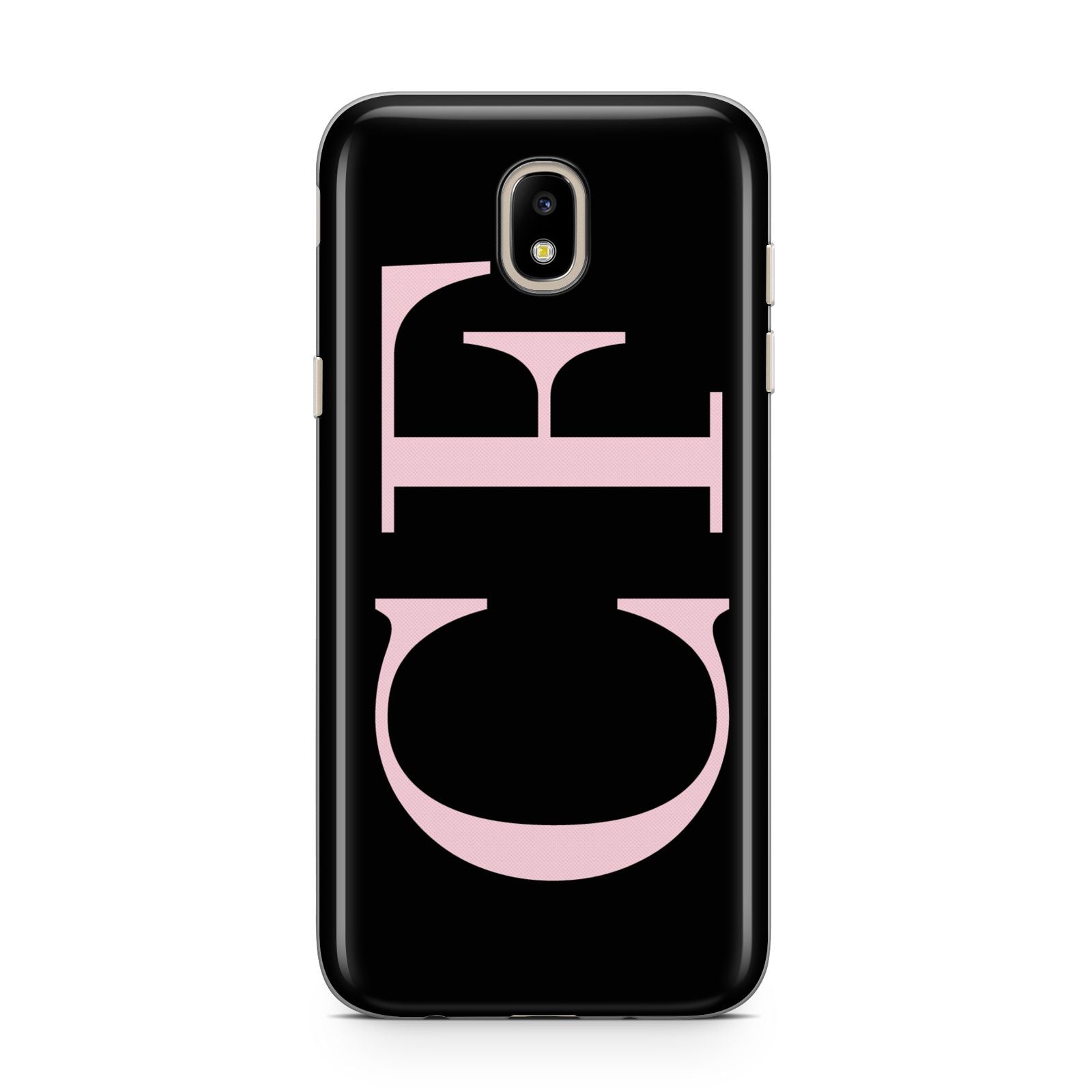 Black with Large Pink Initials Personalised Samsung J5 2017 Case