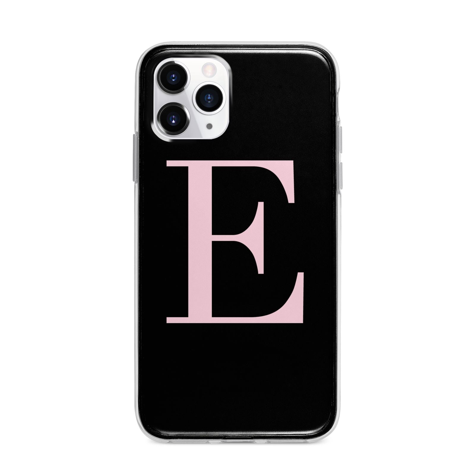 Black with Pink Personalised Monogram Apple iPhone 11 Pro Max in Silver with Bumper Case