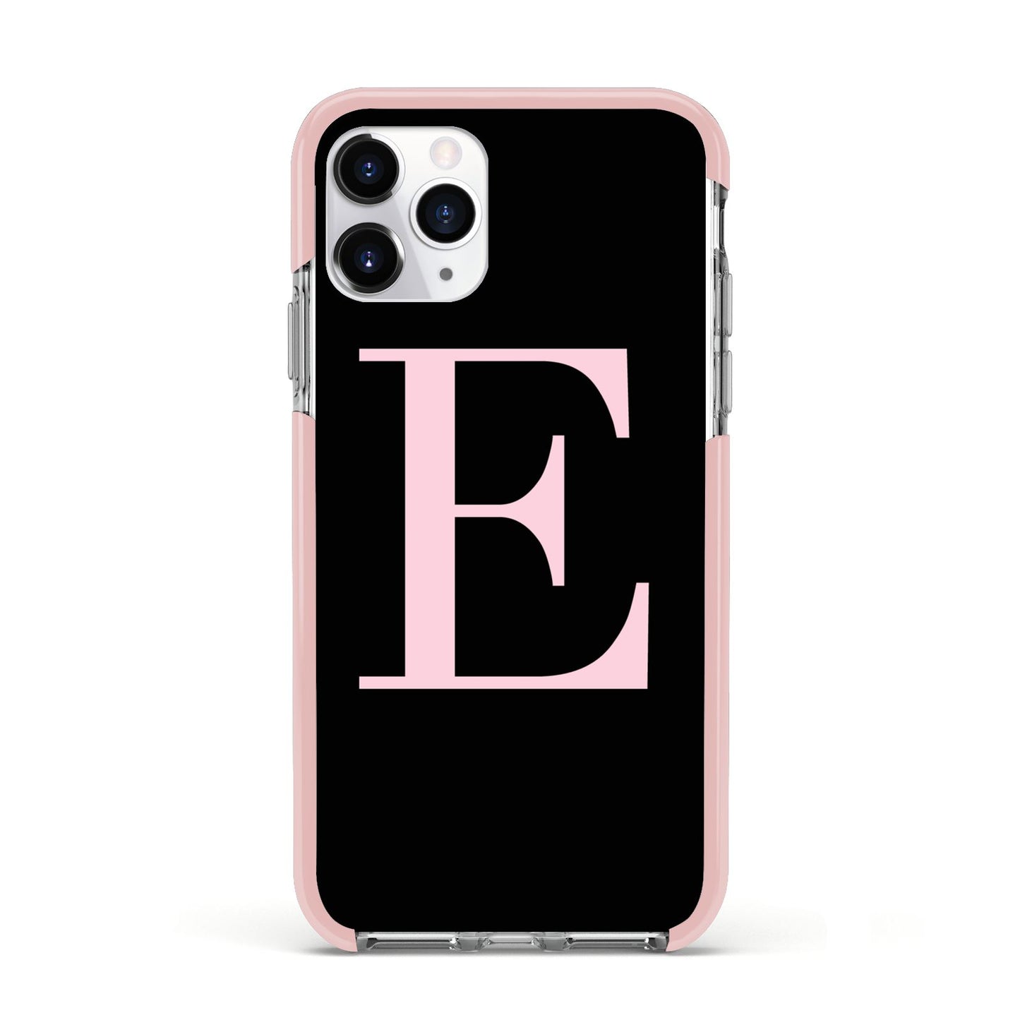 Black with Pink Personalised Monogram Apple iPhone 11 Pro in Silver with Pink Impact Case