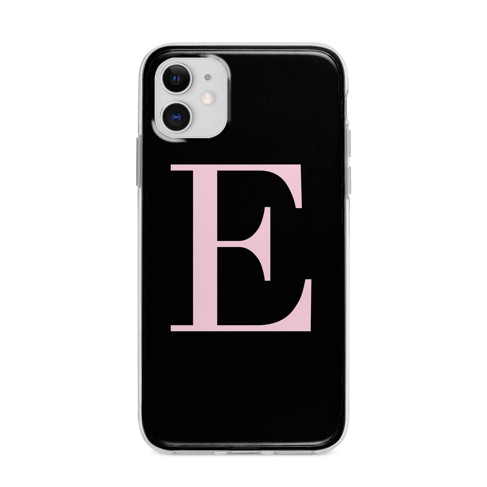 Black with Pink Personalised Monogram Apple iPhone 11 in White with Bumper Case