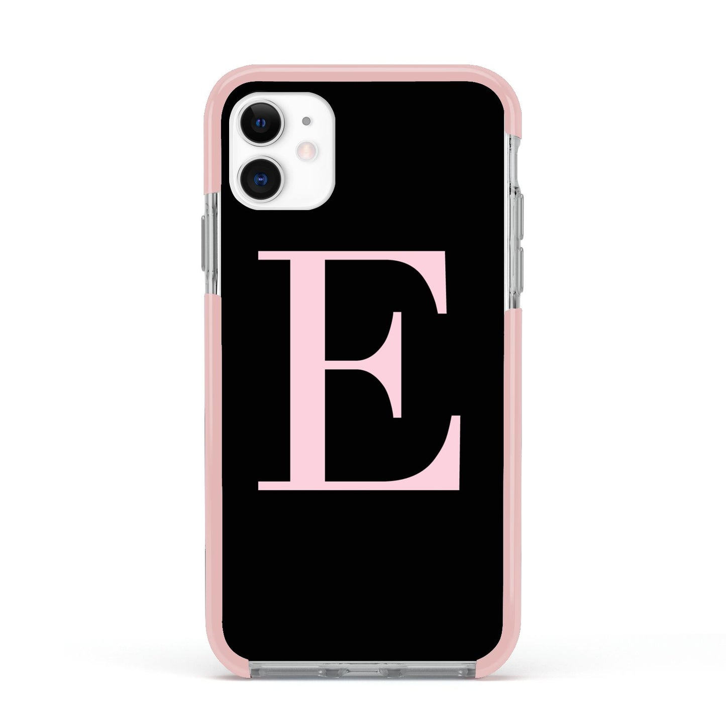 Black with Pink Personalised Monogram Apple iPhone 11 in White with Pink Impact Case