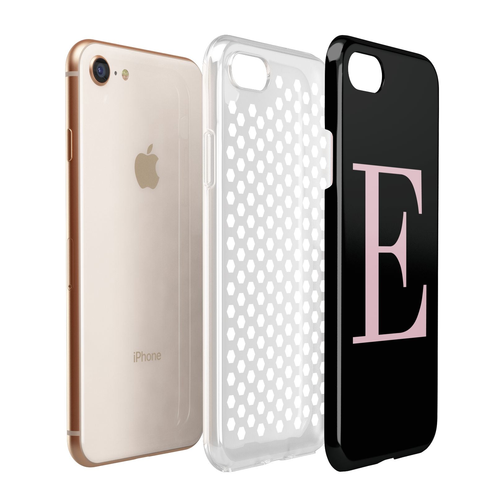 Black with Pink Personalised Monogram Apple iPhone 7 8 3D Tough Case Expanded View