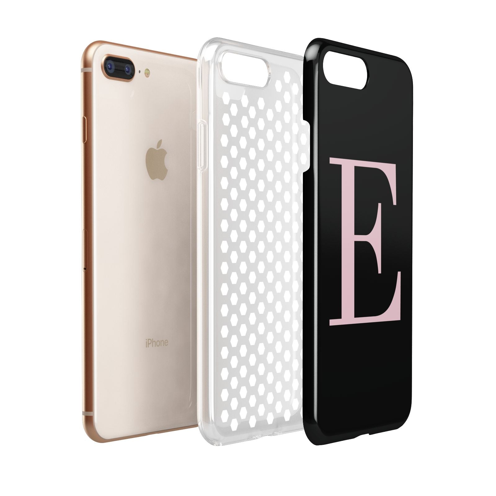 Black with Pink Personalised Monogram Apple iPhone 7 8 Plus 3D Tough Case Expanded View