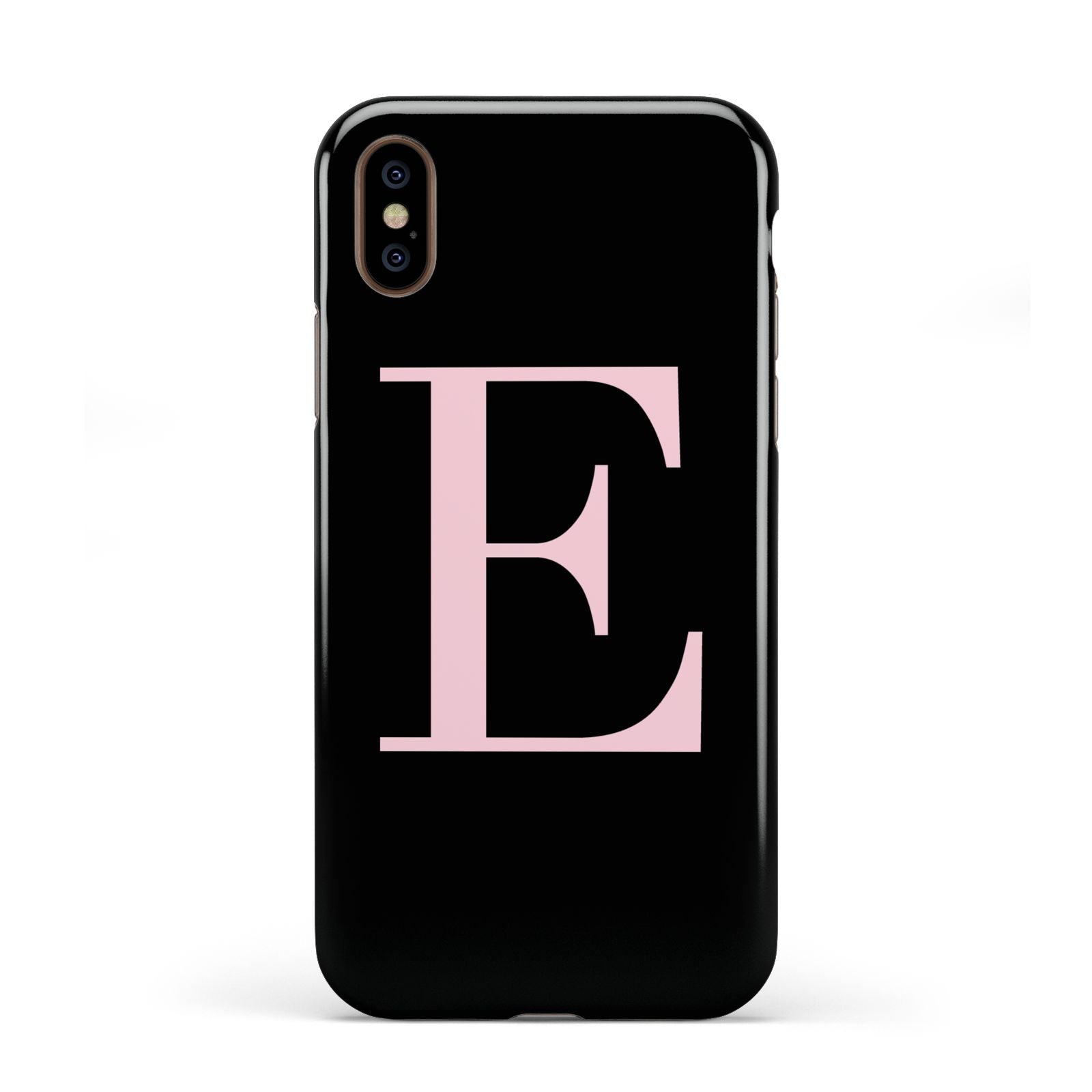 Black with Pink Personalised Monogram Apple iPhone XS 3D Tough