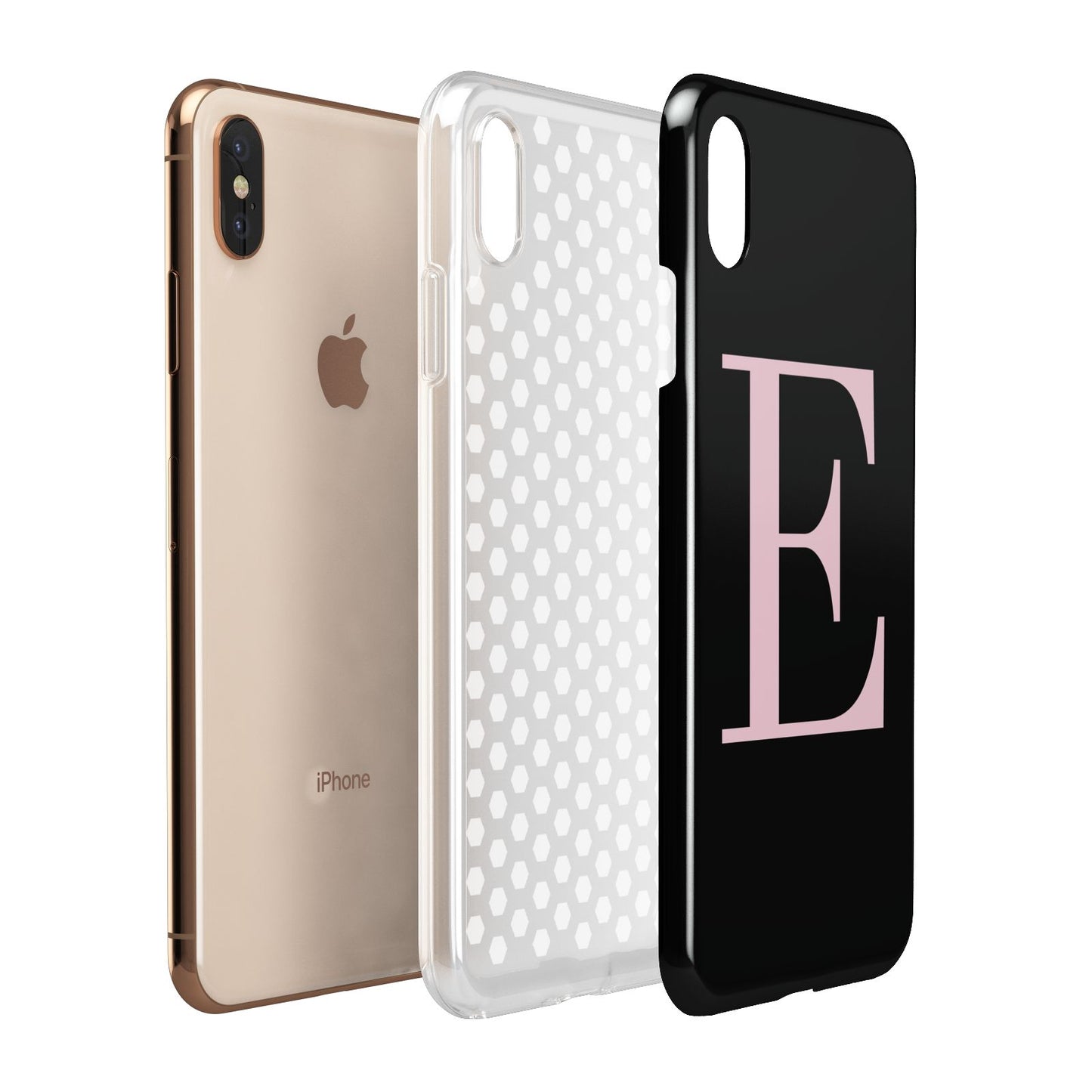 Black with Pink Personalised Monogram Apple iPhone Xs Max 3D Tough Case Expanded View