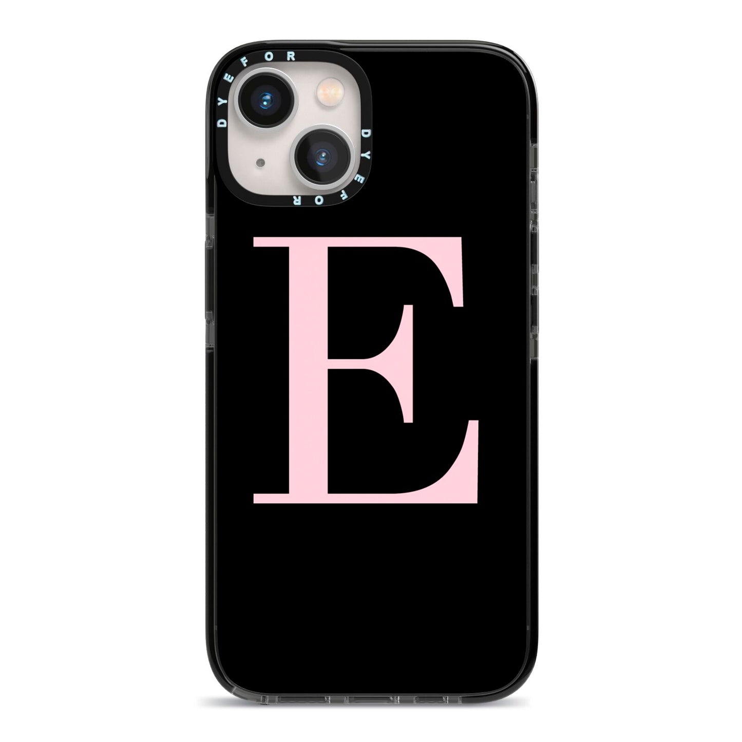 Black with Pink Personalised Monogram iPhone 13 Black Impact Case on Silver phone