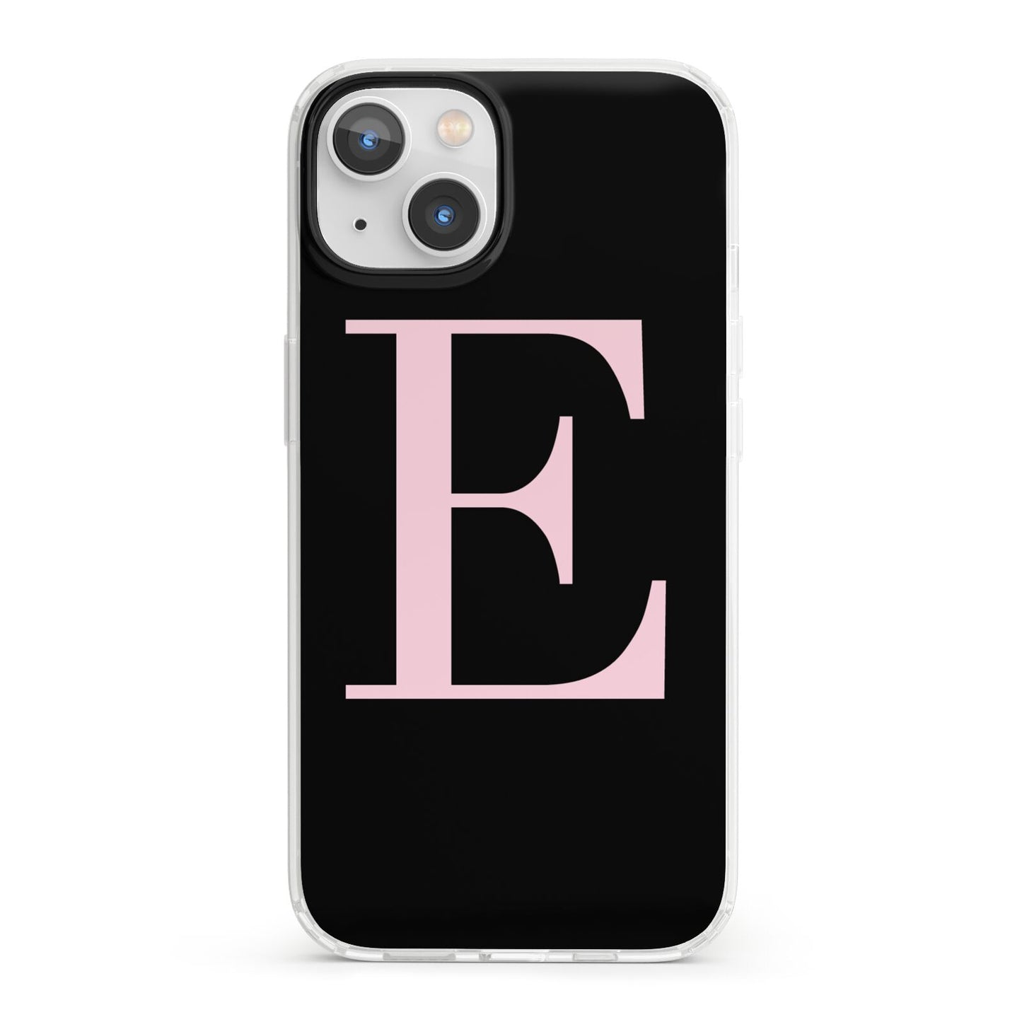 Black with Pink Personalised Monogram iPhone 13 Clear Bumper Case