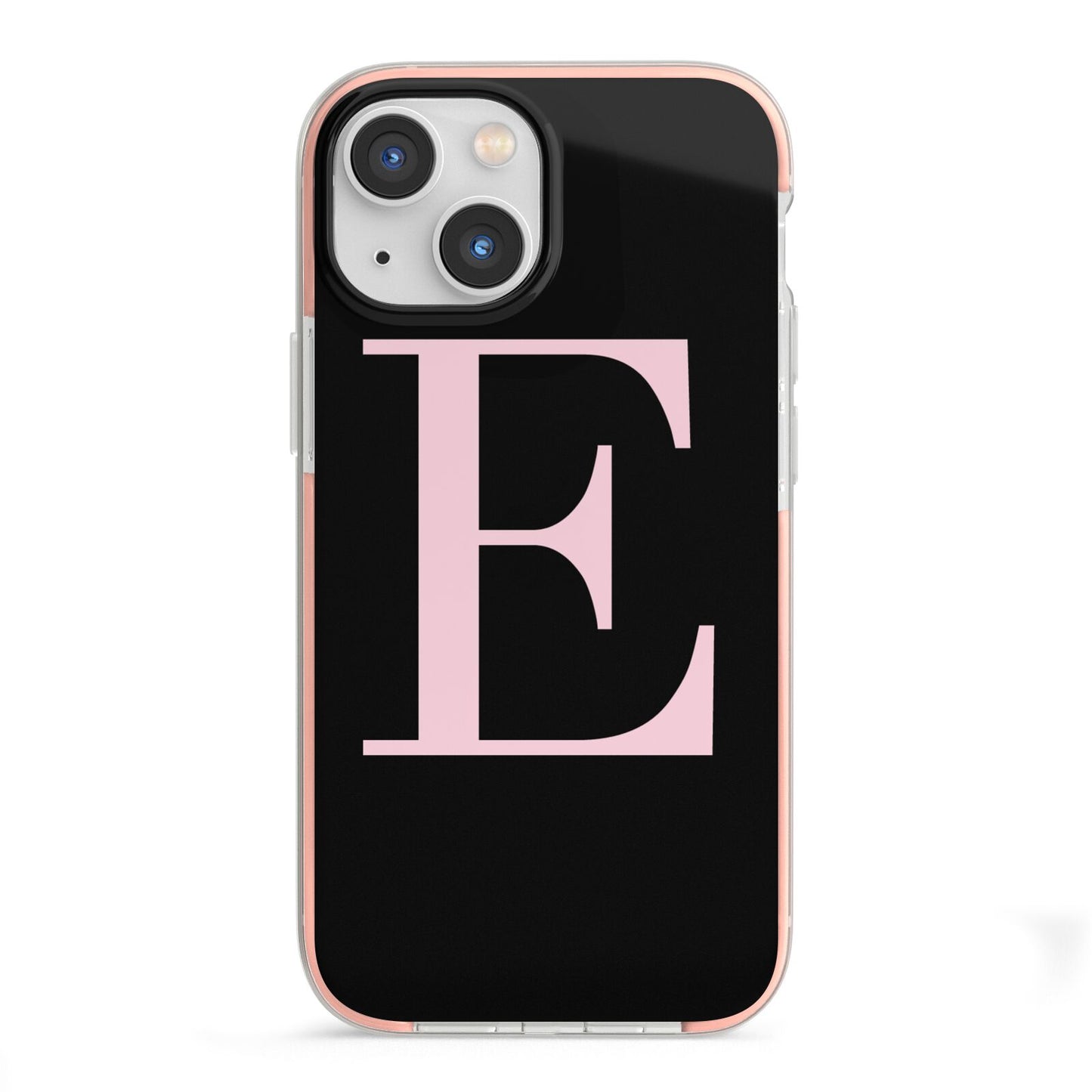 Black with Pink Personalised Monogram iPhone 13 Mini TPU Impact Case with Pink Edges