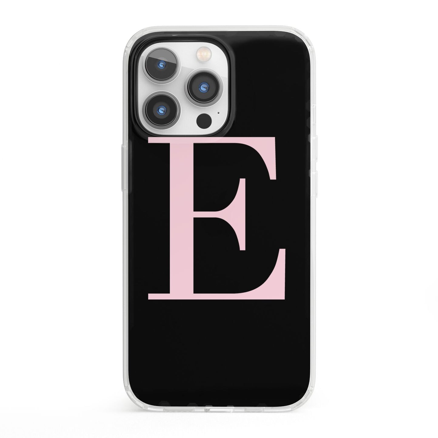 Black with Pink Personalised Monogram iPhone 13 Pro Clear Bumper Case