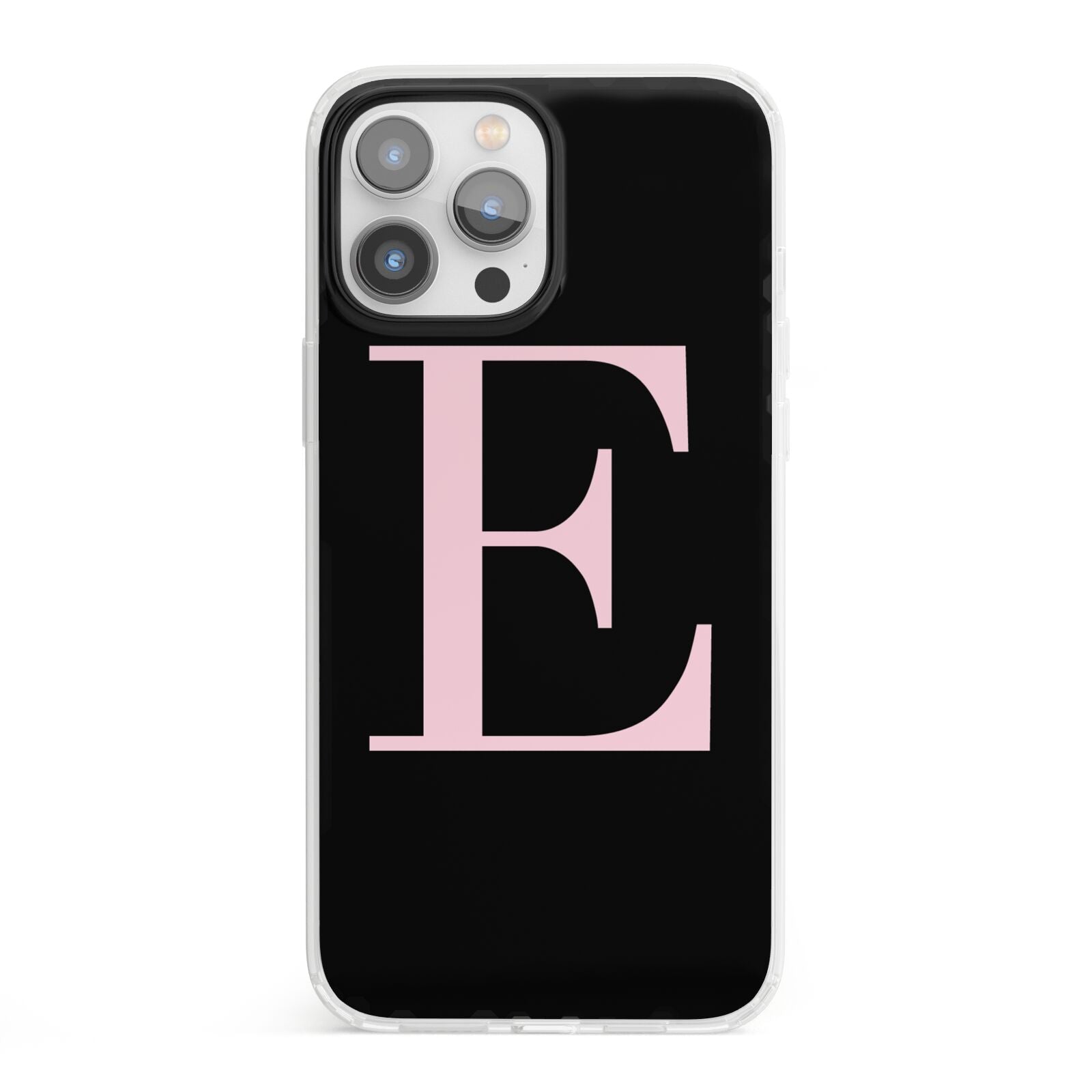 Black with Pink Personalised Monogram iPhone 13 Pro Max Clear Bumper Case