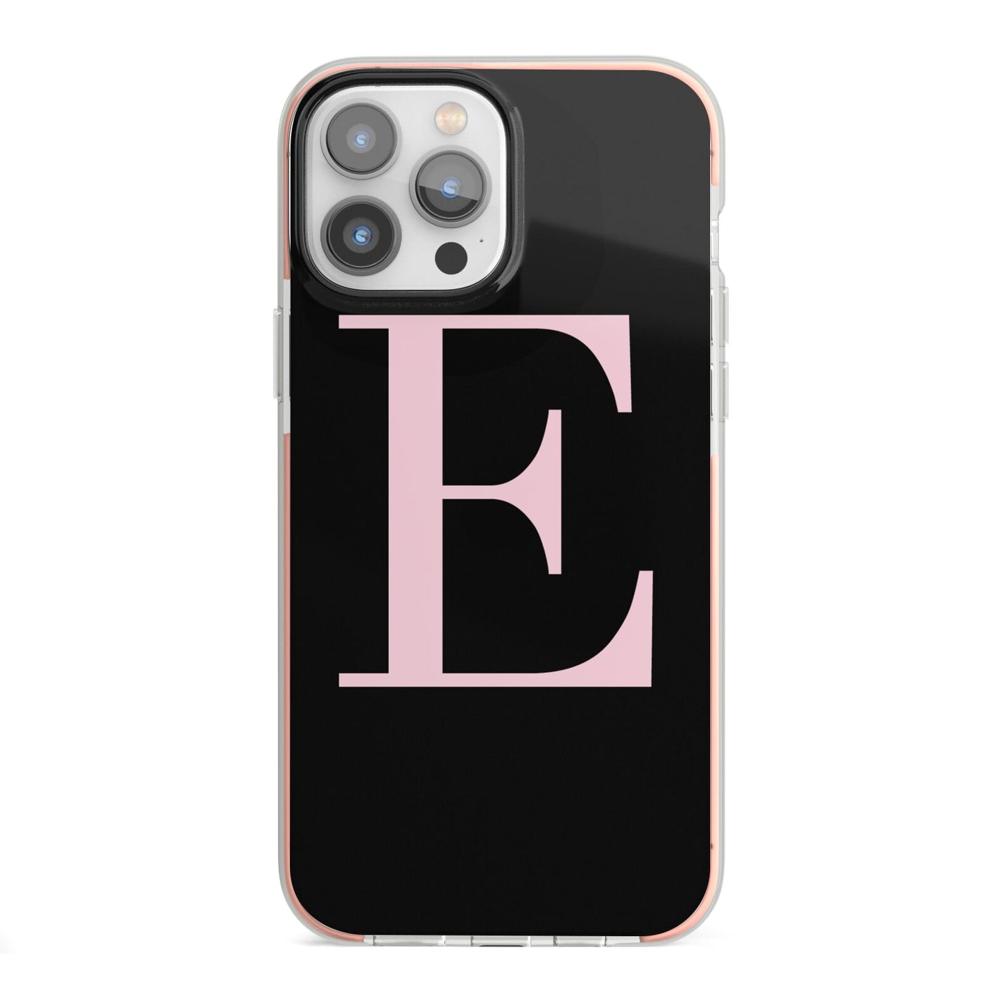 Black with Pink Personalised Monogram iPhone 13 Pro Max TPU Impact Case with Pink Edges