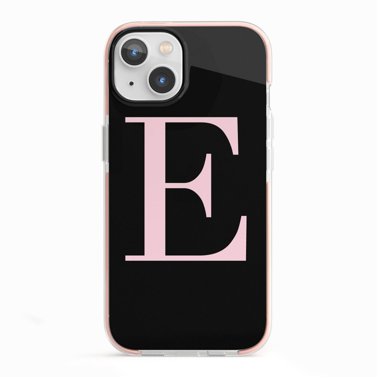 Black with Pink Personalised Monogram iPhone 13 TPU Impact Case with Pink Edges