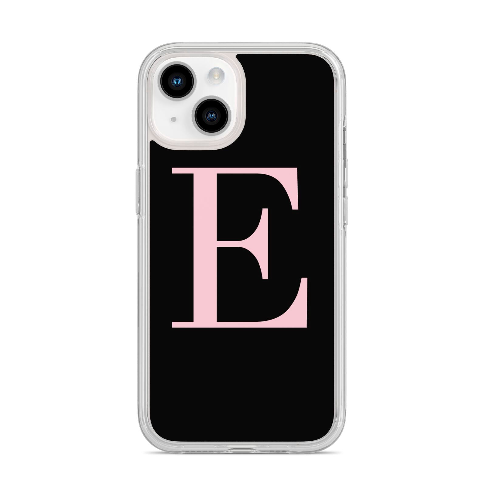 Black with Pink Personalised Monogram iPhone 14 Clear Tough Case Starlight