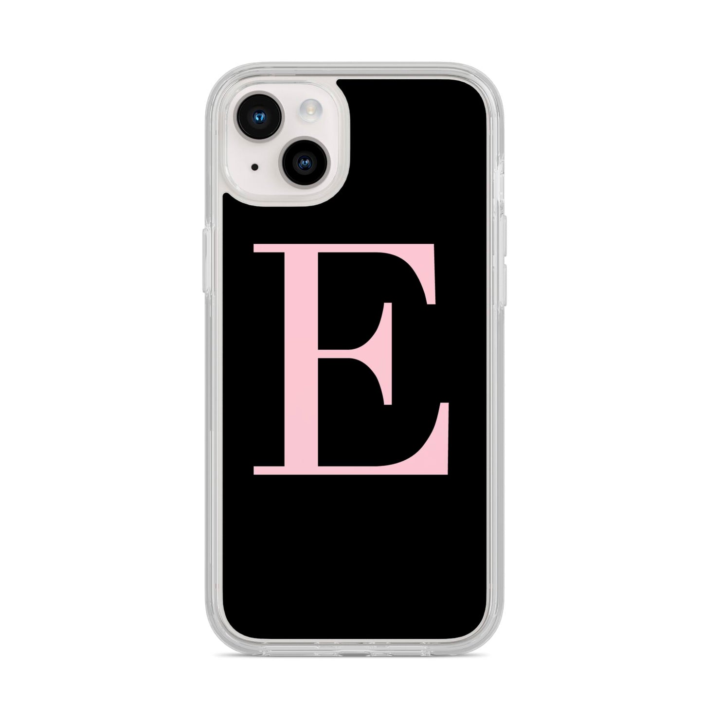 Black with Pink Personalised Monogram iPhone 14 Plus Clear Tough Case Starlight