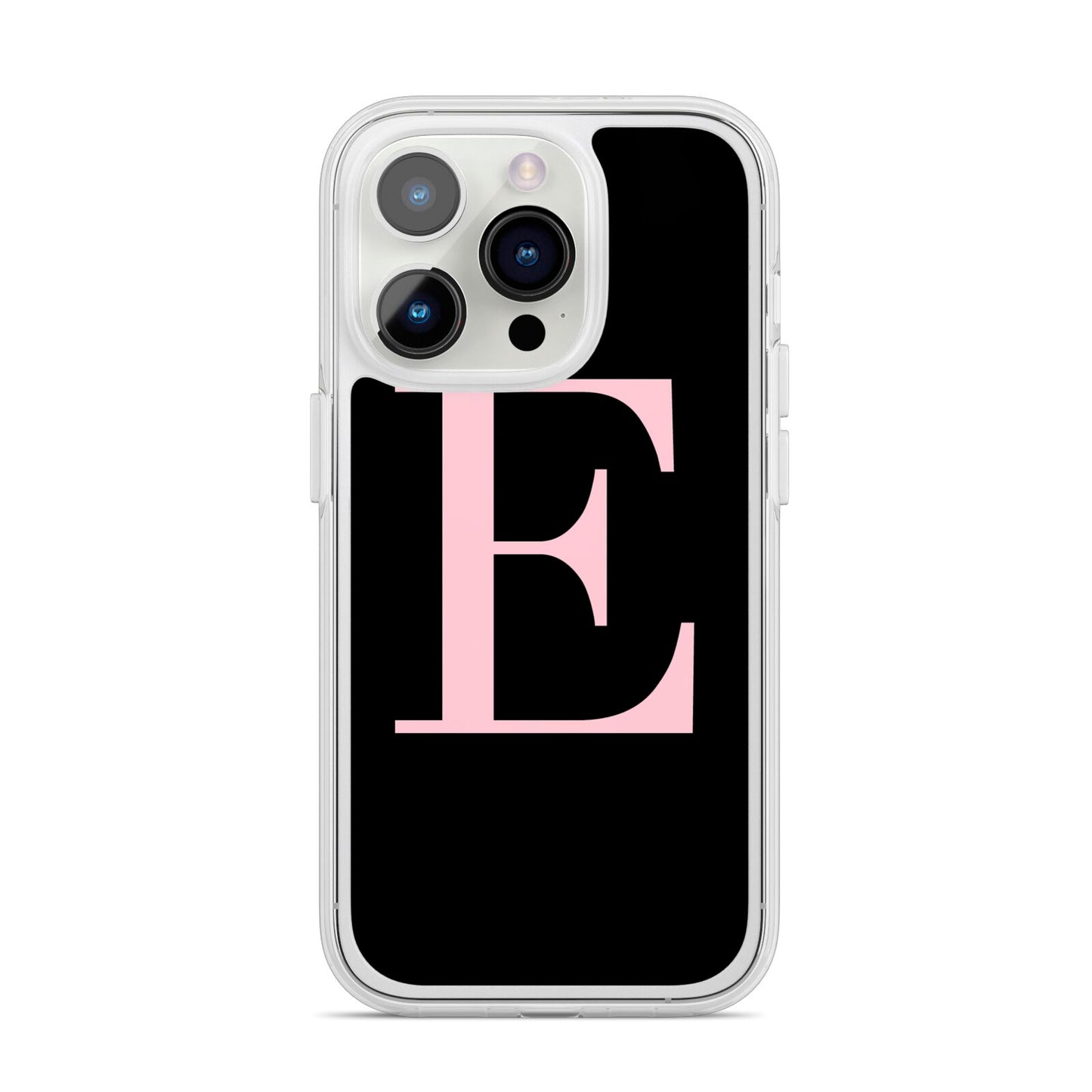 Black with Pink Personalised Monogram iPhone 14 Pro Clear Tough Case Silver