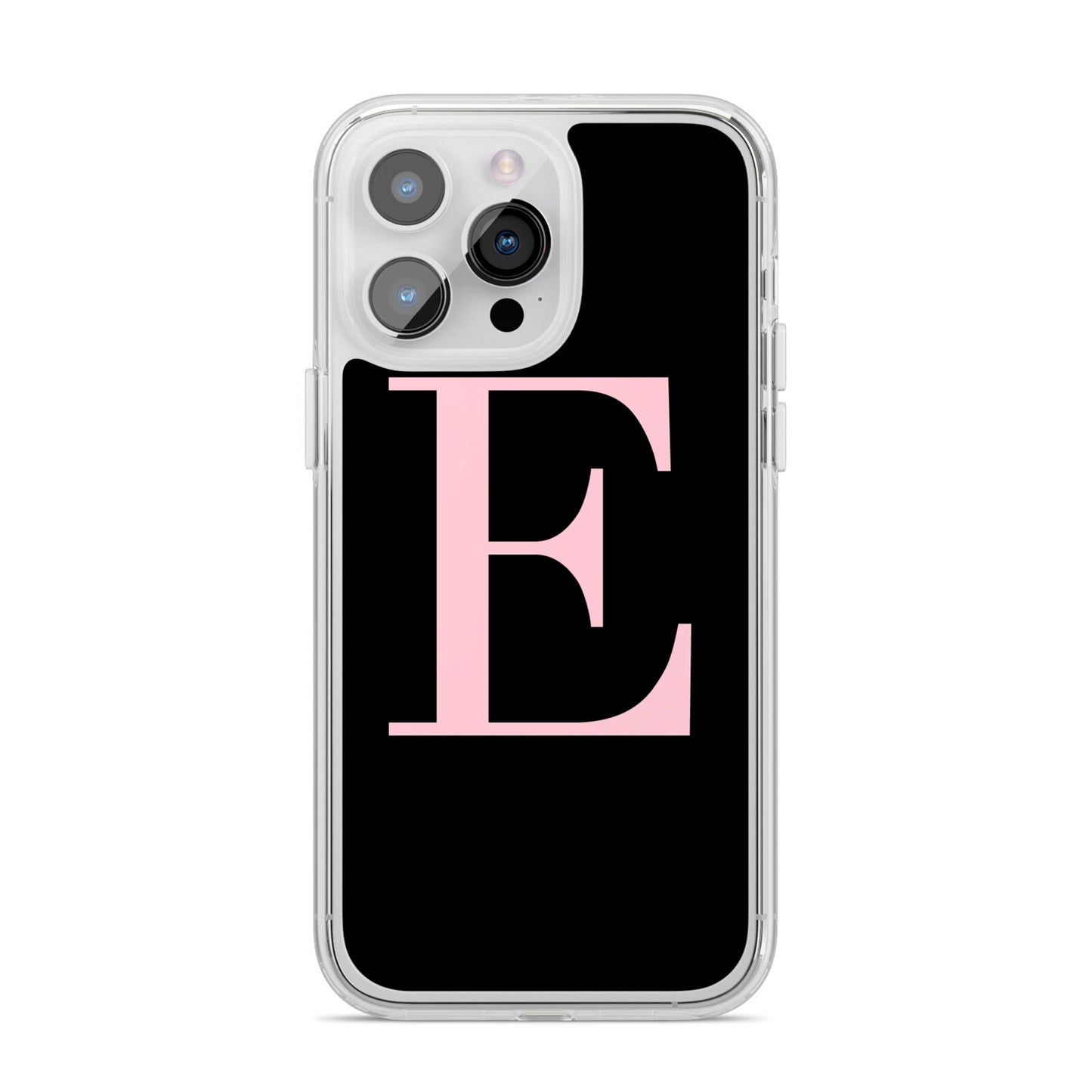 Black with Pink Personalised Monogram iPhone 14 Pro Max Clear Tough Case Silver