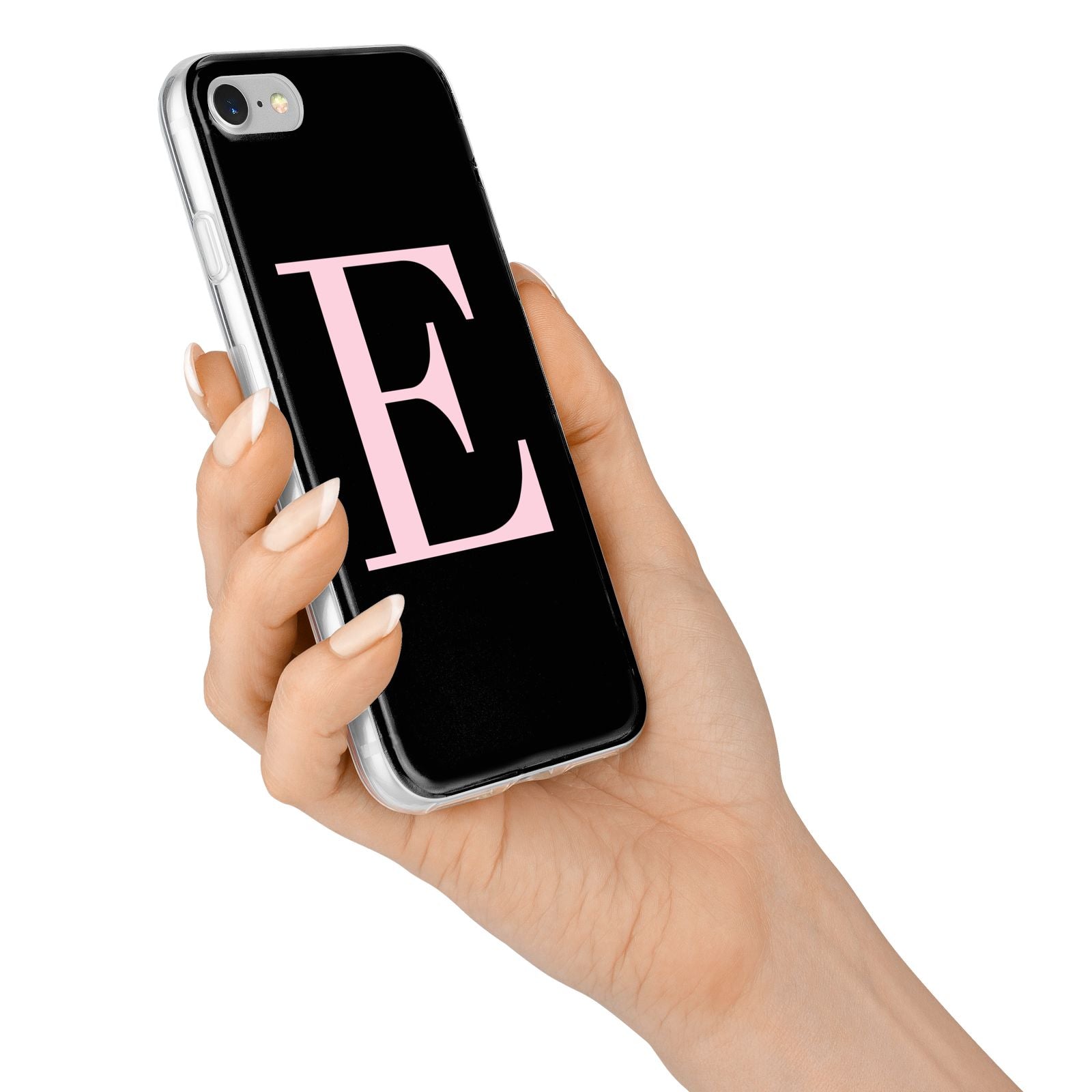 Black with Pink Personalised Monogram iPhone 7 Bumper Case on Silver iPhone Alternative Image