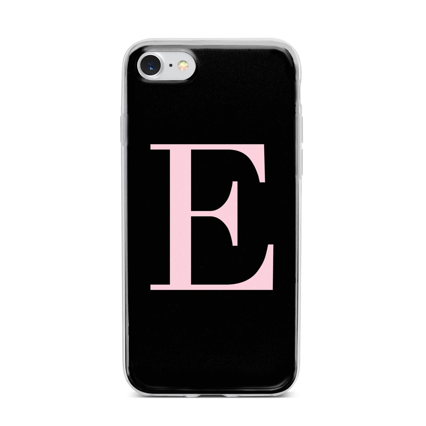 Black with Pink Personalised Monogram iPhone 7 Bumper Case on Silver iPhone