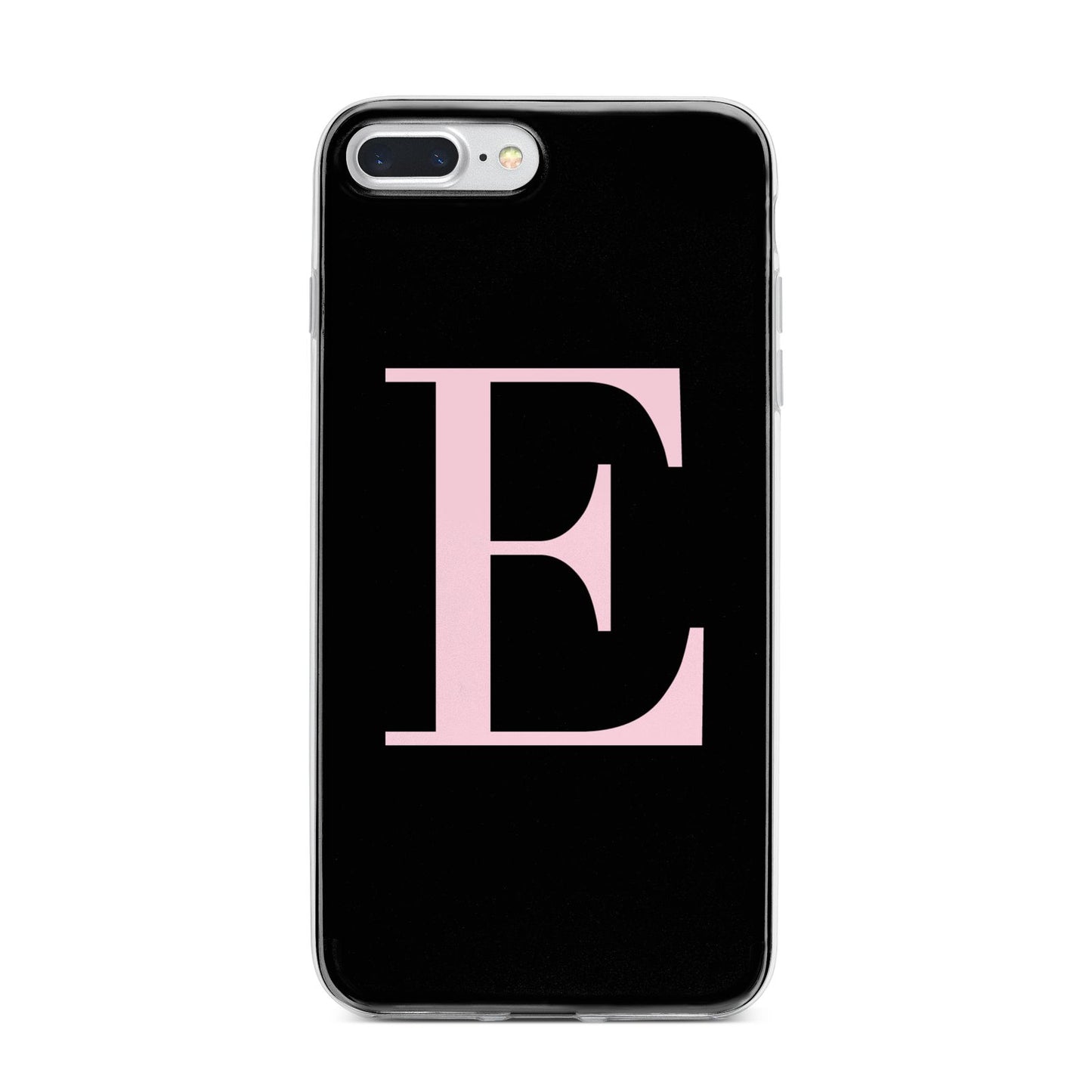 Black with Pink Personalised Monogram iPhone 7 Plus Bumper Case on Silver iPhone