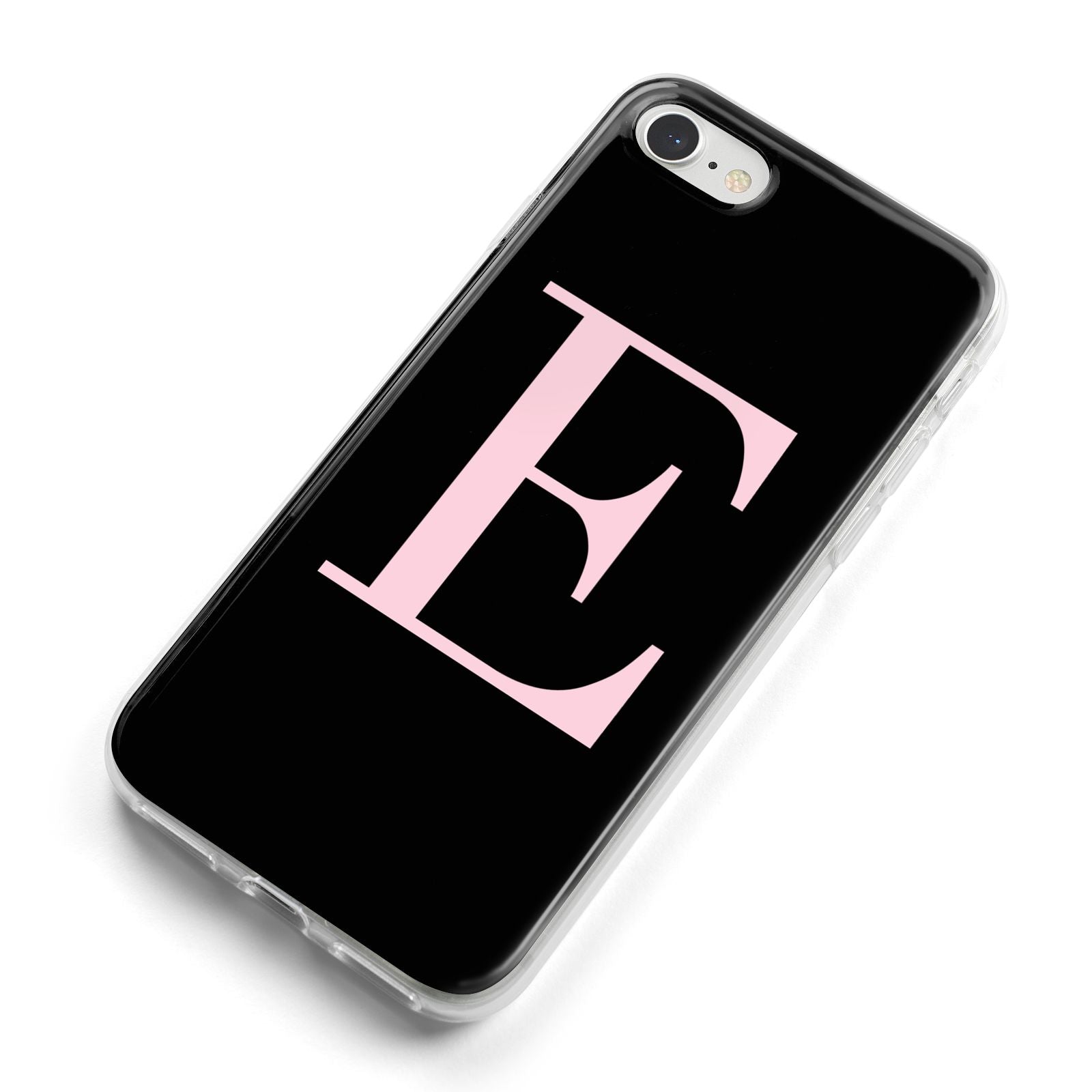 Black with Pink Personalised Monogram iPhone 8 Bumper Case on Silver iPhone Alternative Image