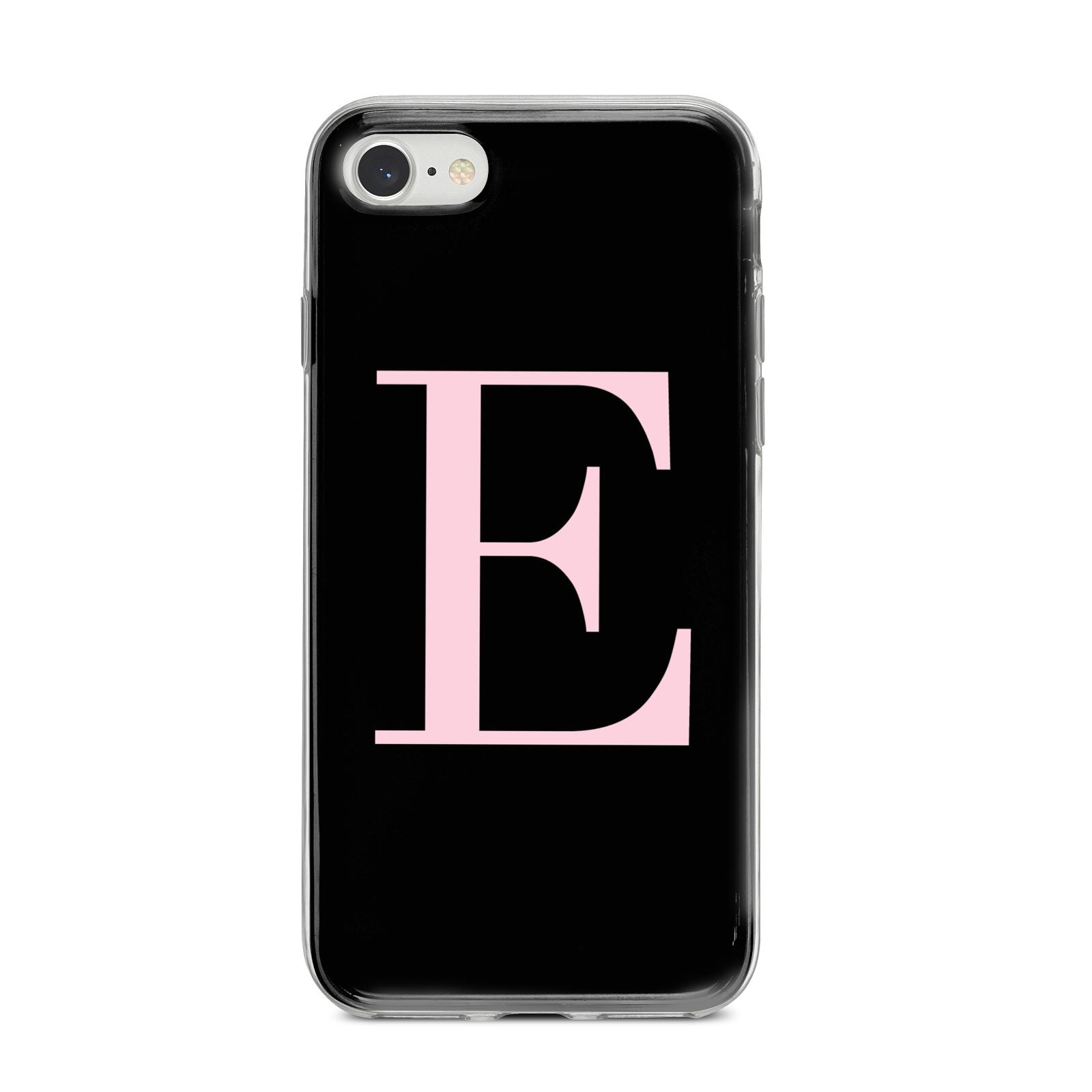 Black with Pink Personalised Monogram iPhone 8 Bumper Case on Silver iPhone