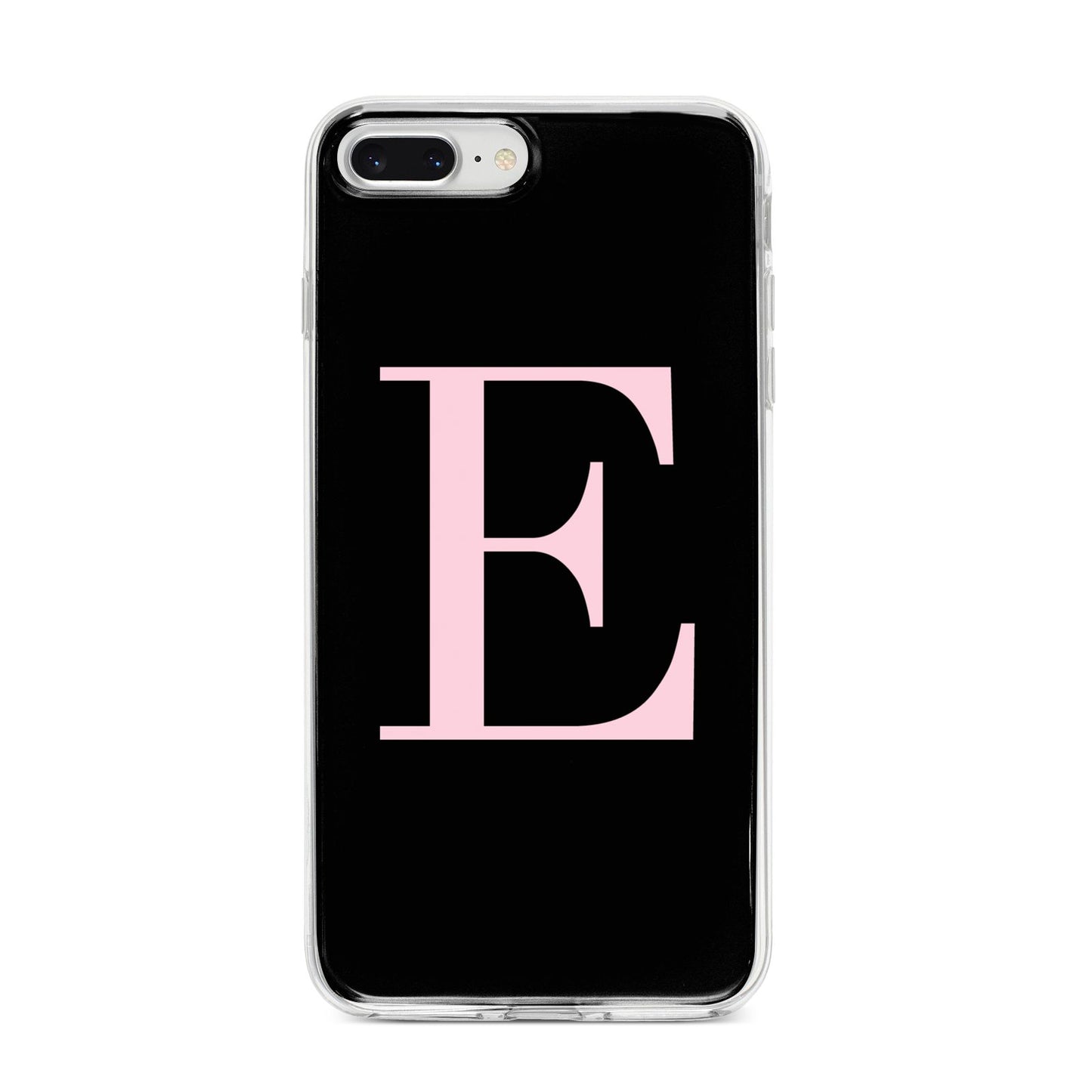 Black with Pink Personalised Monogram iPhone 8 Plus Bumper Case on Silver iPhone