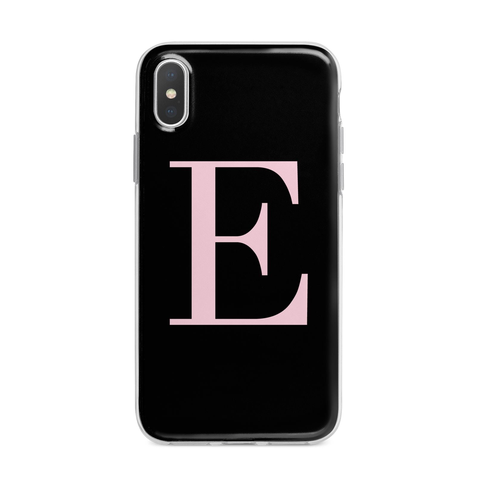 Black with Pink Personalised Monogram iPhone X Bumper Case on Silver iPhone Alternative Image 1