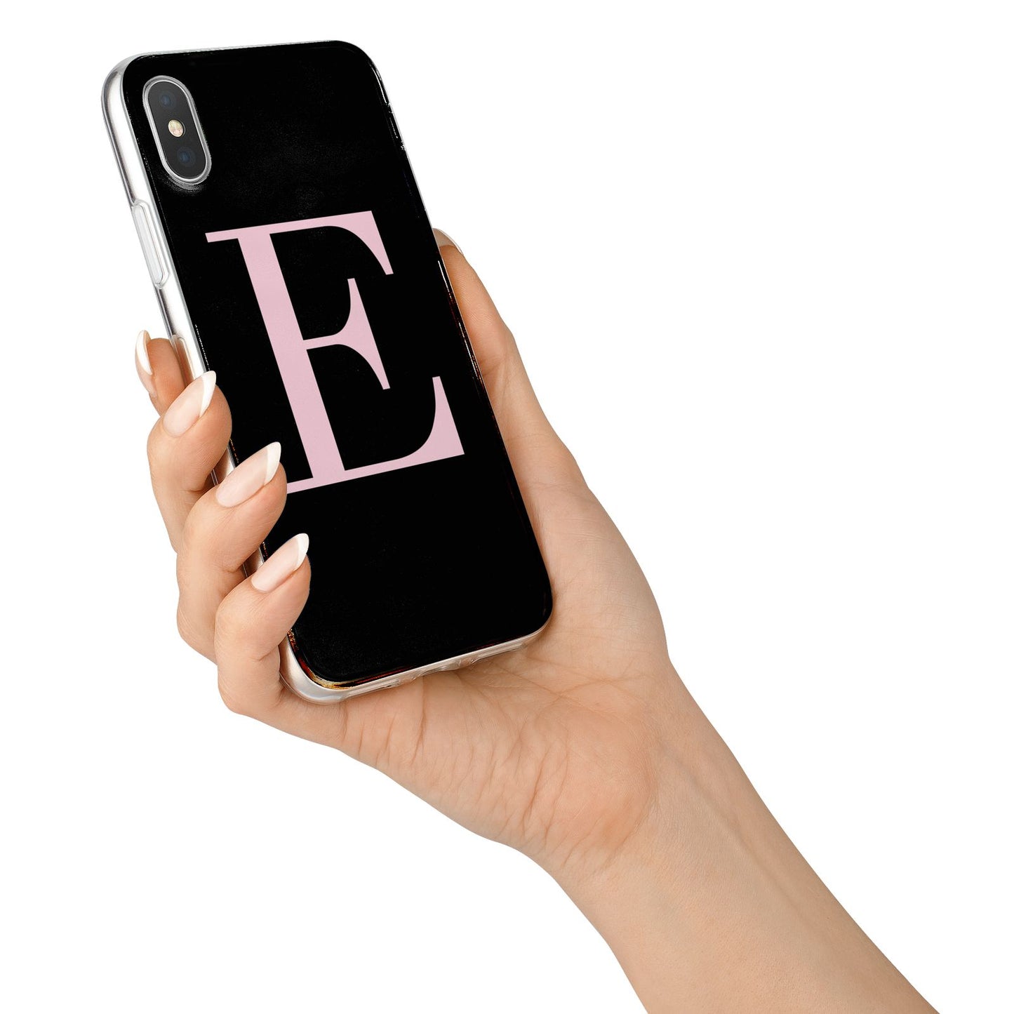 Black with Pink Personalised Monogram iPhone X Bumper Case on Silver iPhone Alternative Image 2