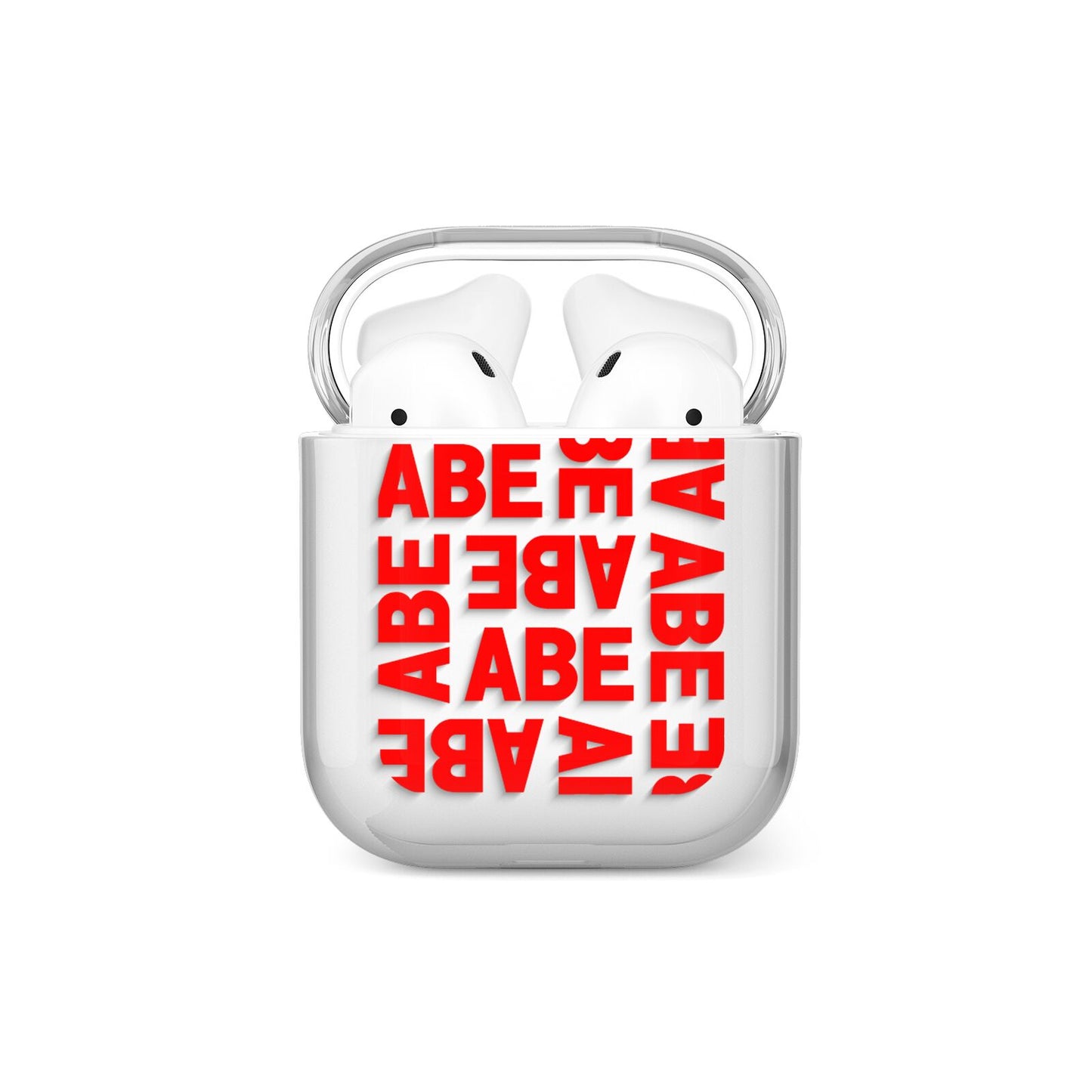 Block Red Custom Text AirPods Case