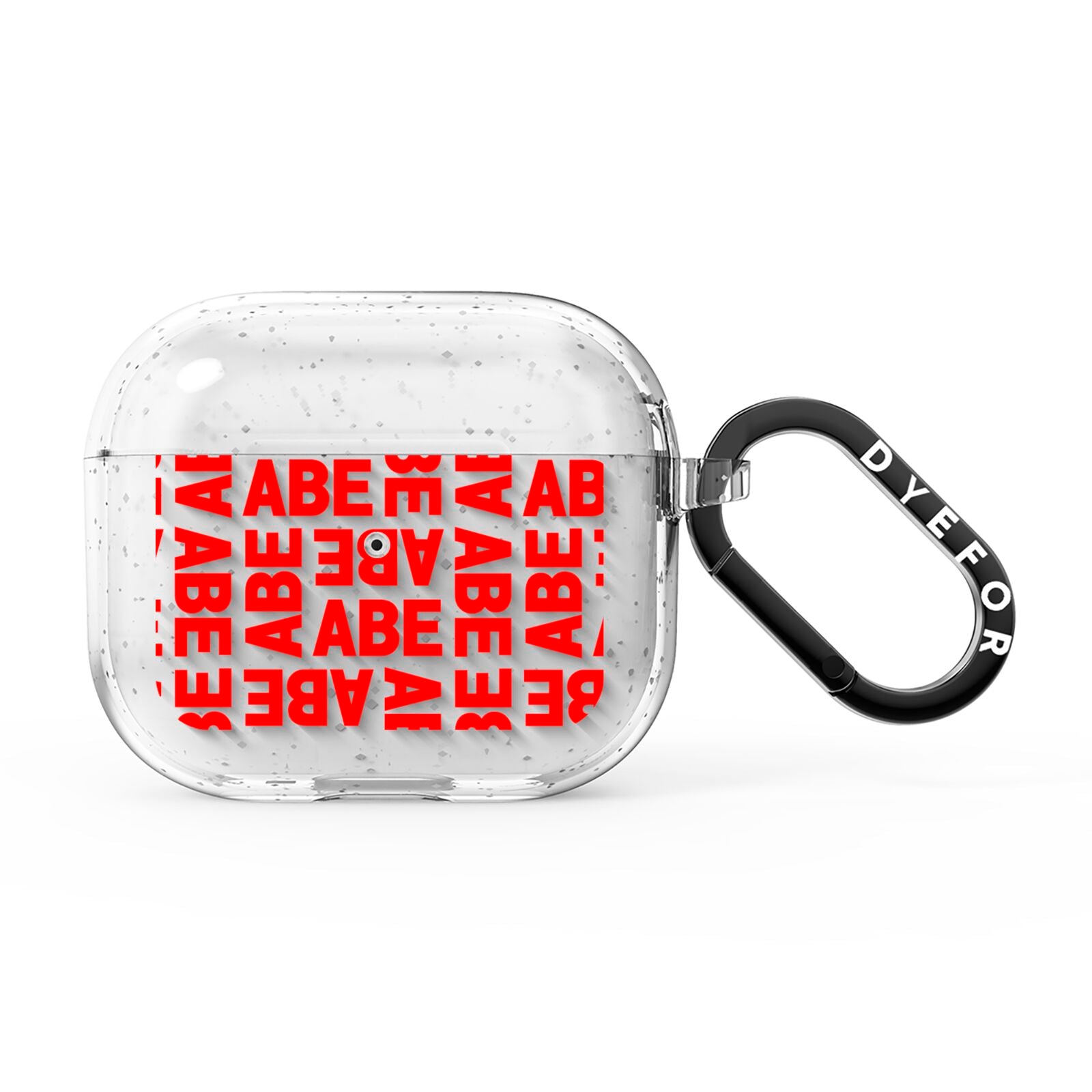 Block Red Custom Text AirPods Glitter Case 3rd Gen