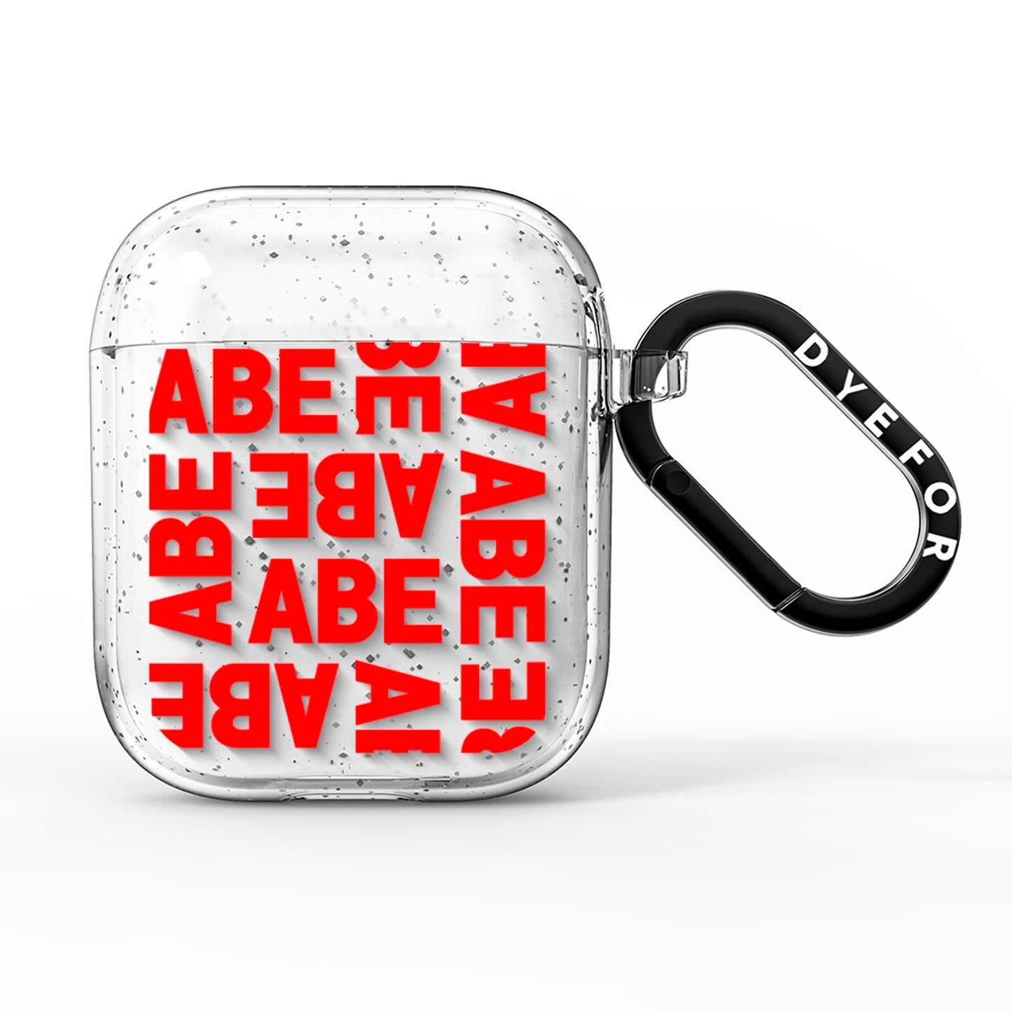 Block Red Custom Text AirPods Glitter Case