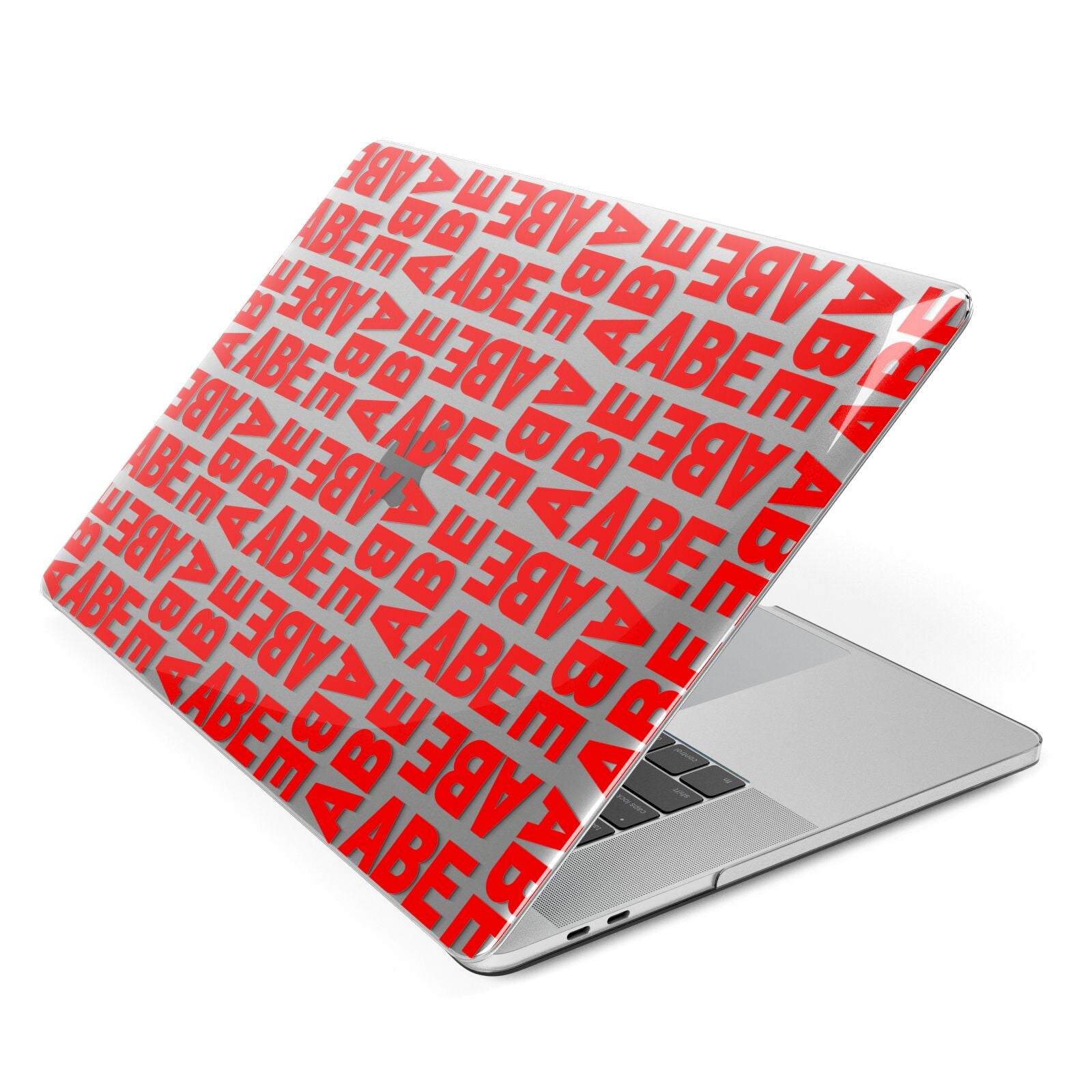 Block Red Custom Text Apple MacBook Case Side View