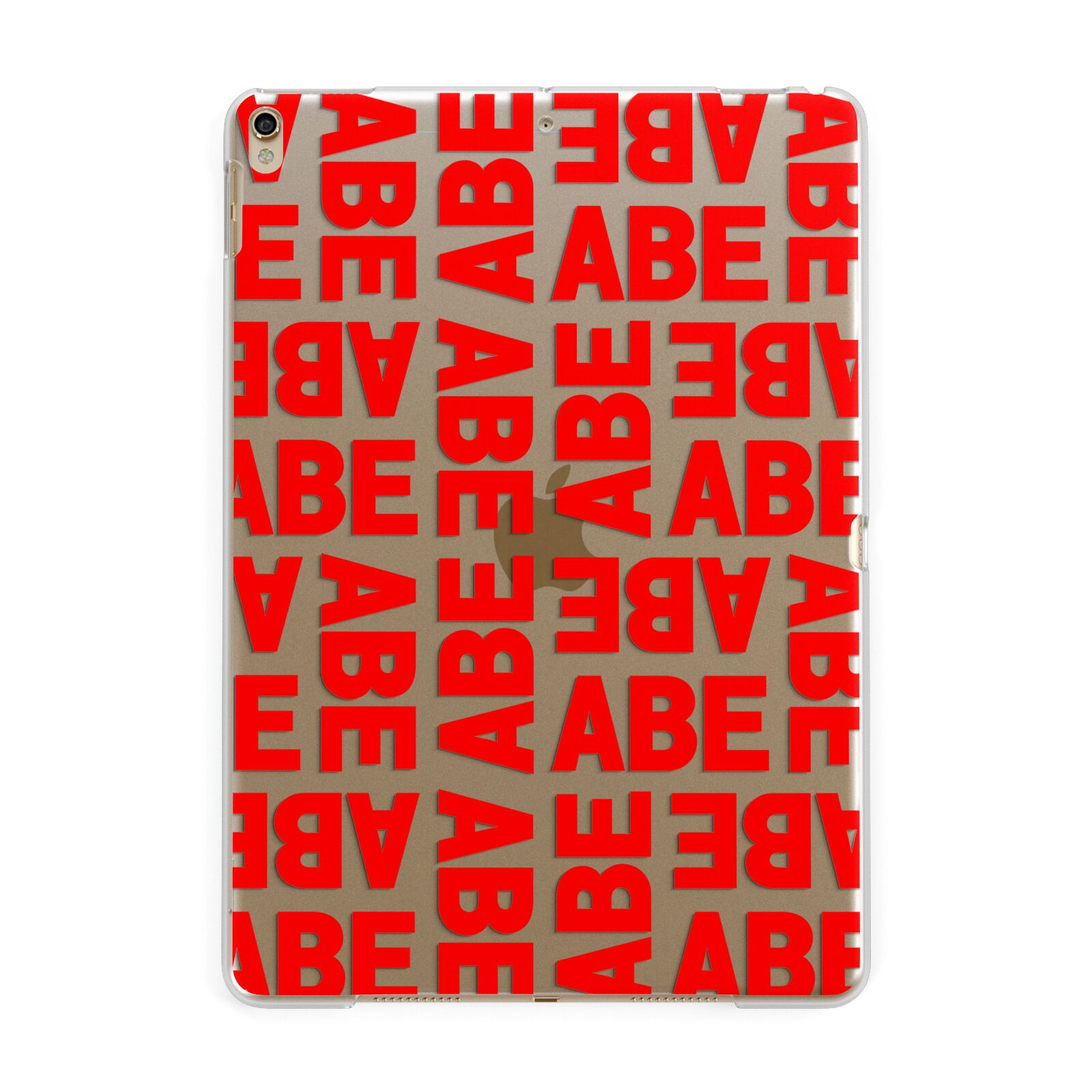 Block Red Custom Text Apple iPad Gold Case