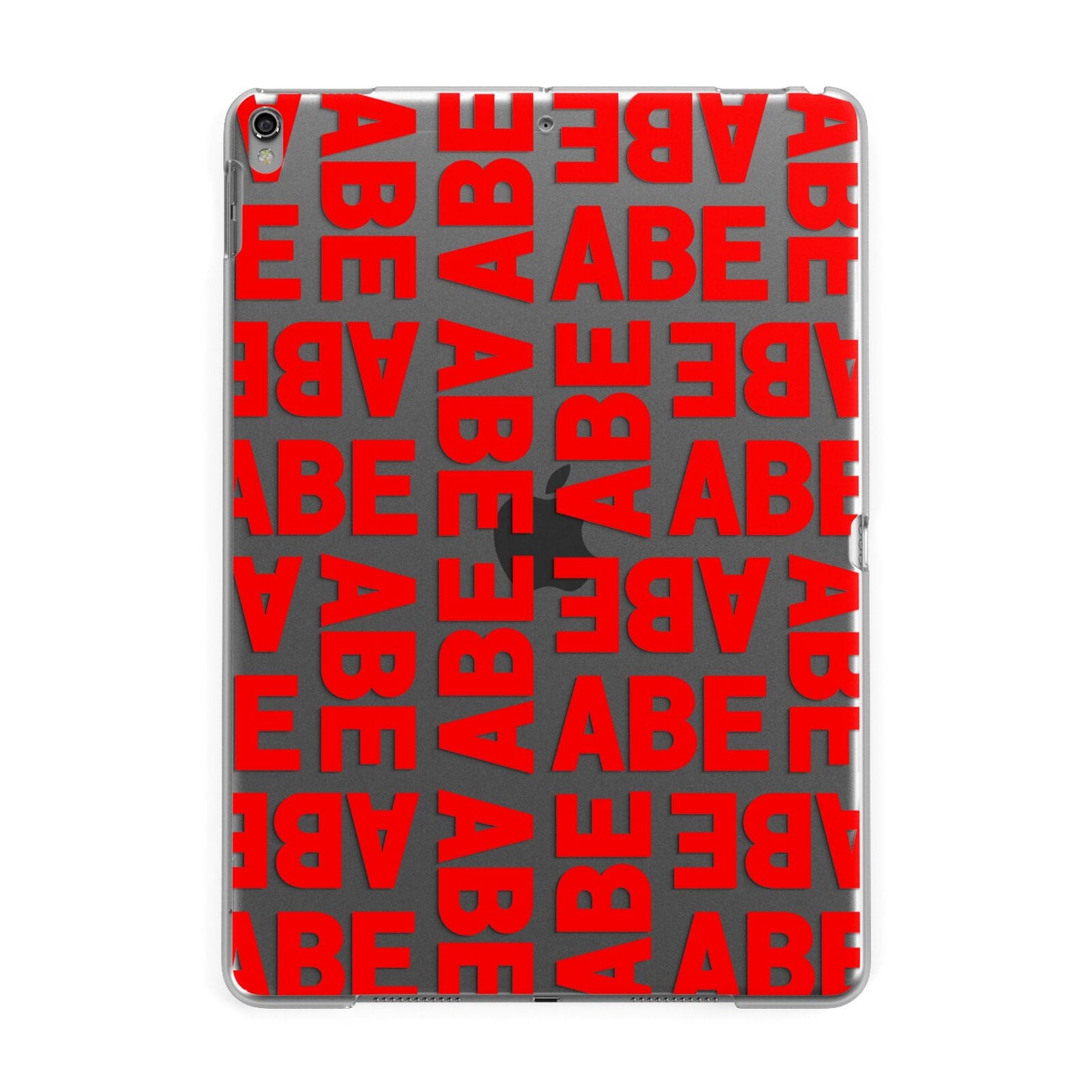 Block Red Custom Text Apple iPad Grey Case