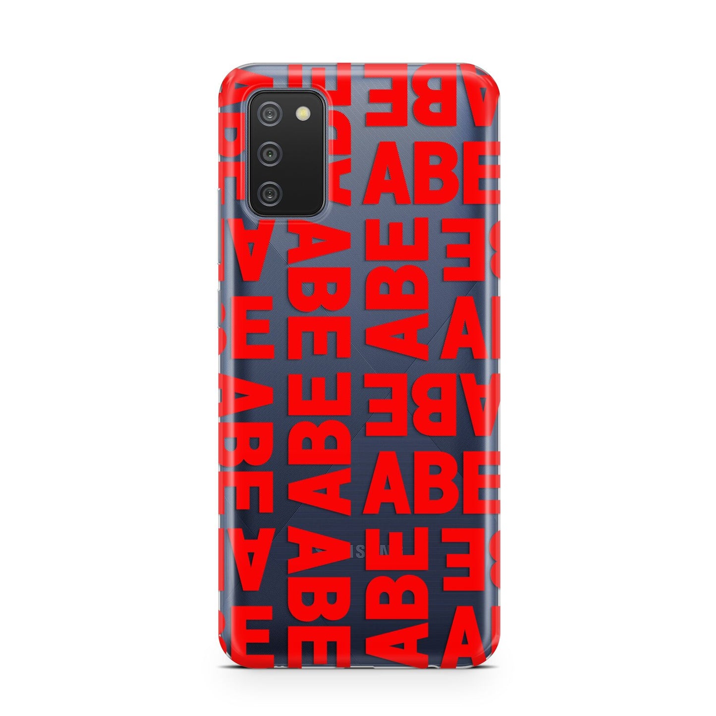 Block Red Custom Text Samsung A02s Case