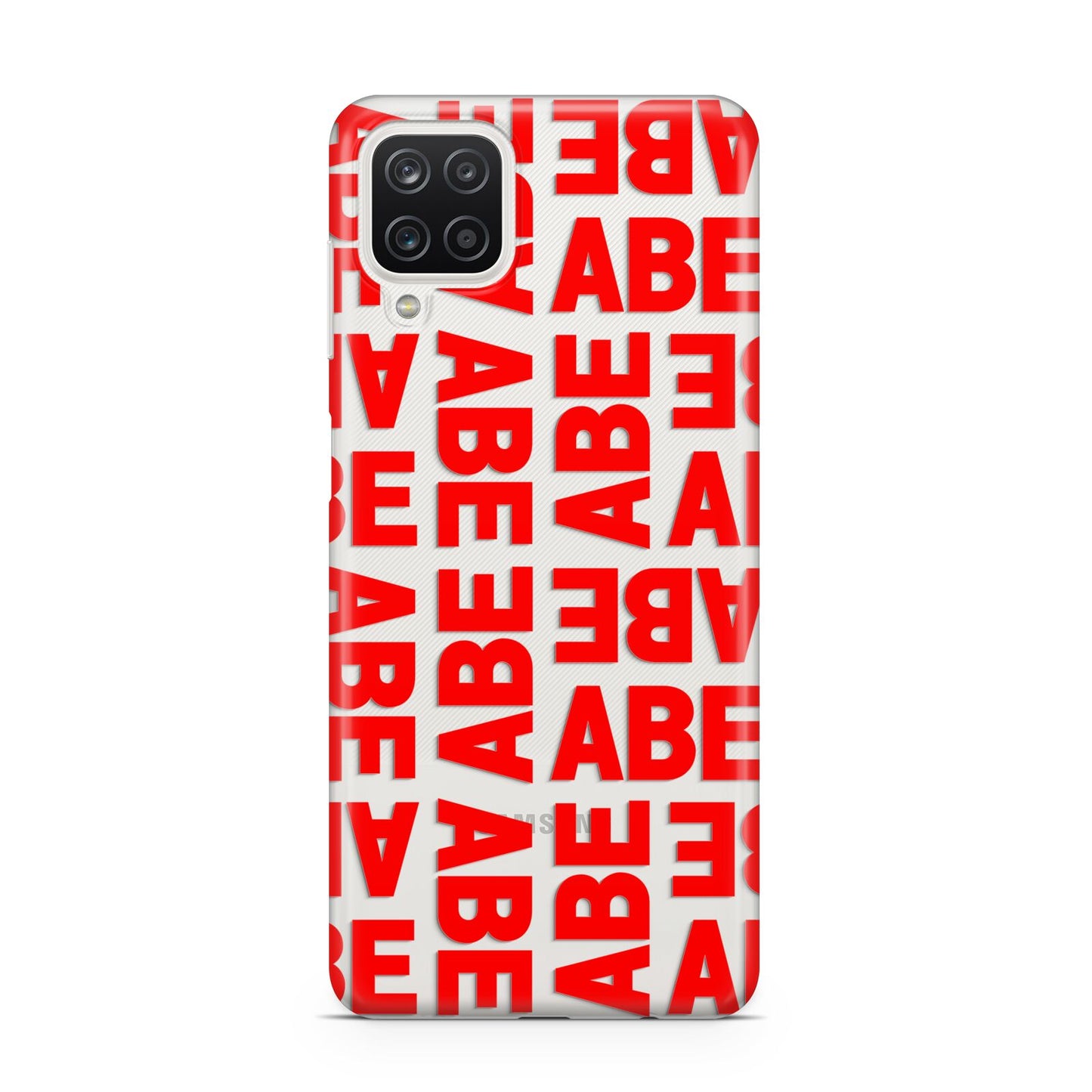 Block Red Custom Text Samsung A12 Case