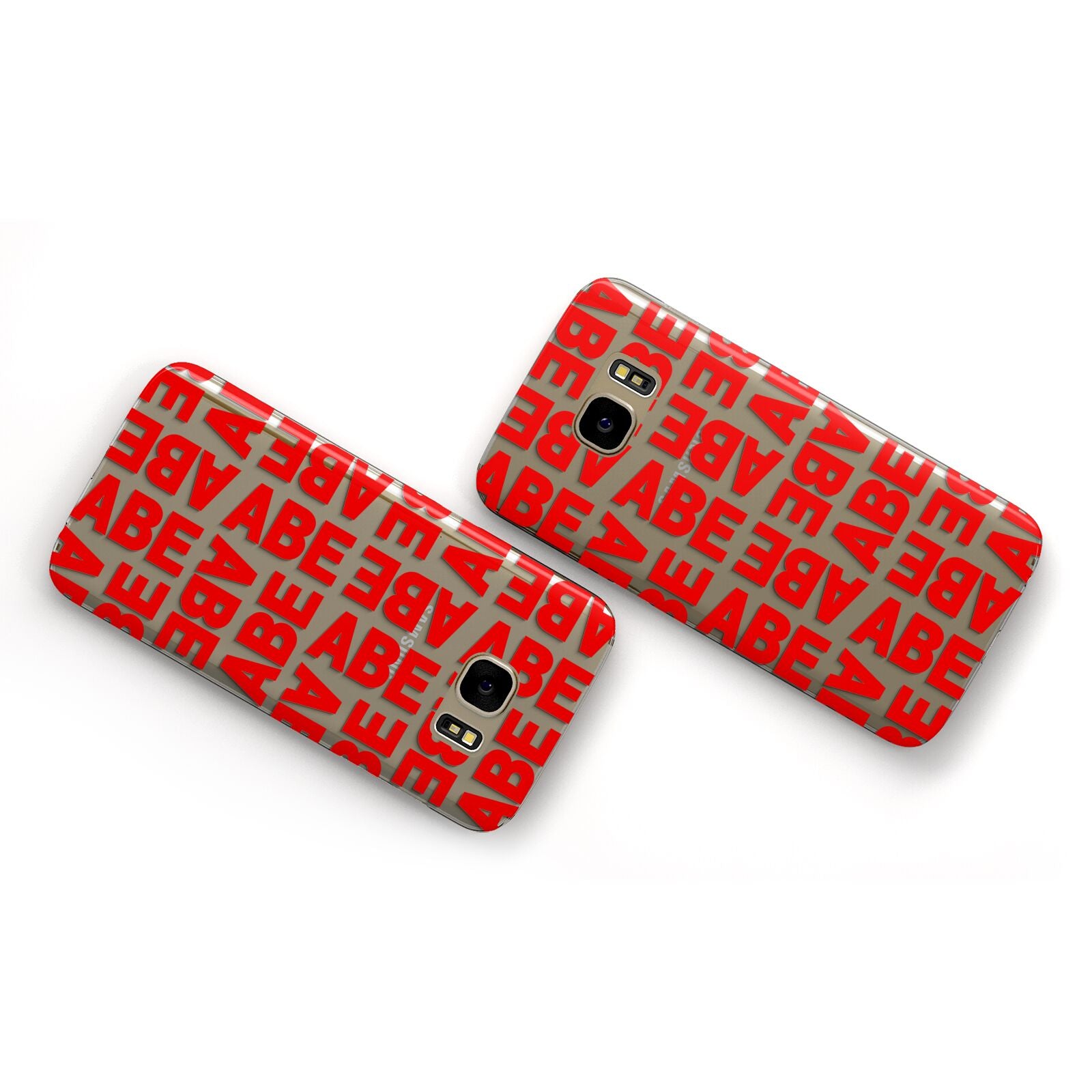 Block Red Custom Text Samsung Galaxy Case Flat Overview