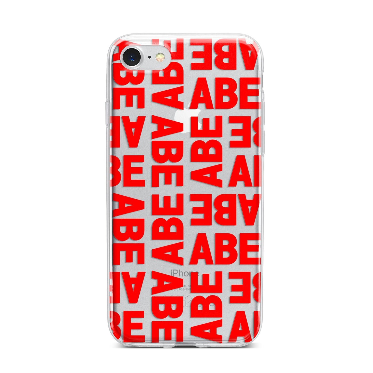 Block Red Custom Text iPhone 7 Bumper Case on Silver iPhone