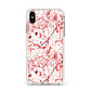 Blood Splatter Apple iPhone Xs Max Impact Case White Edge on Silver Phone