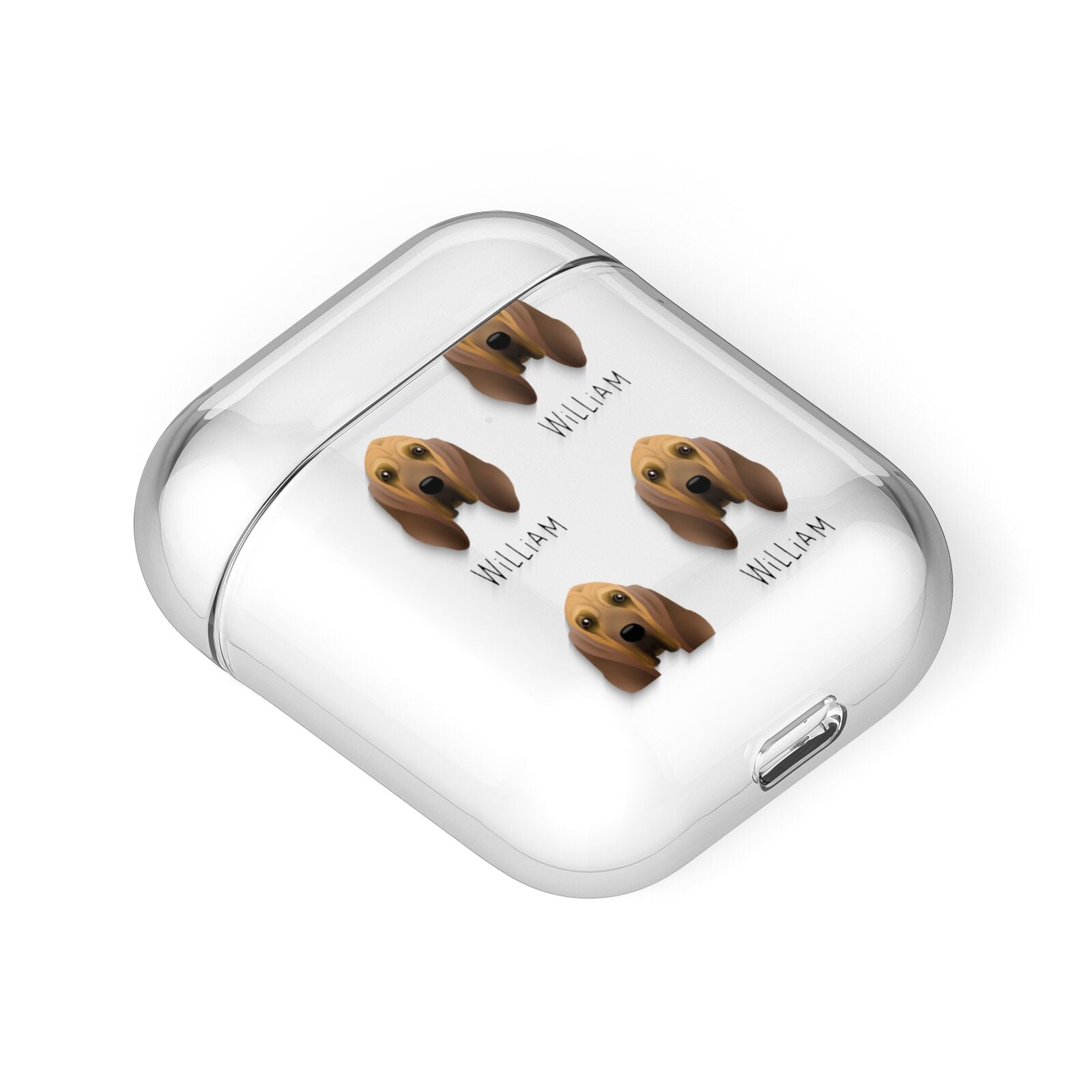 Bloodhound Icon with Name AirPods Case Laid Flat