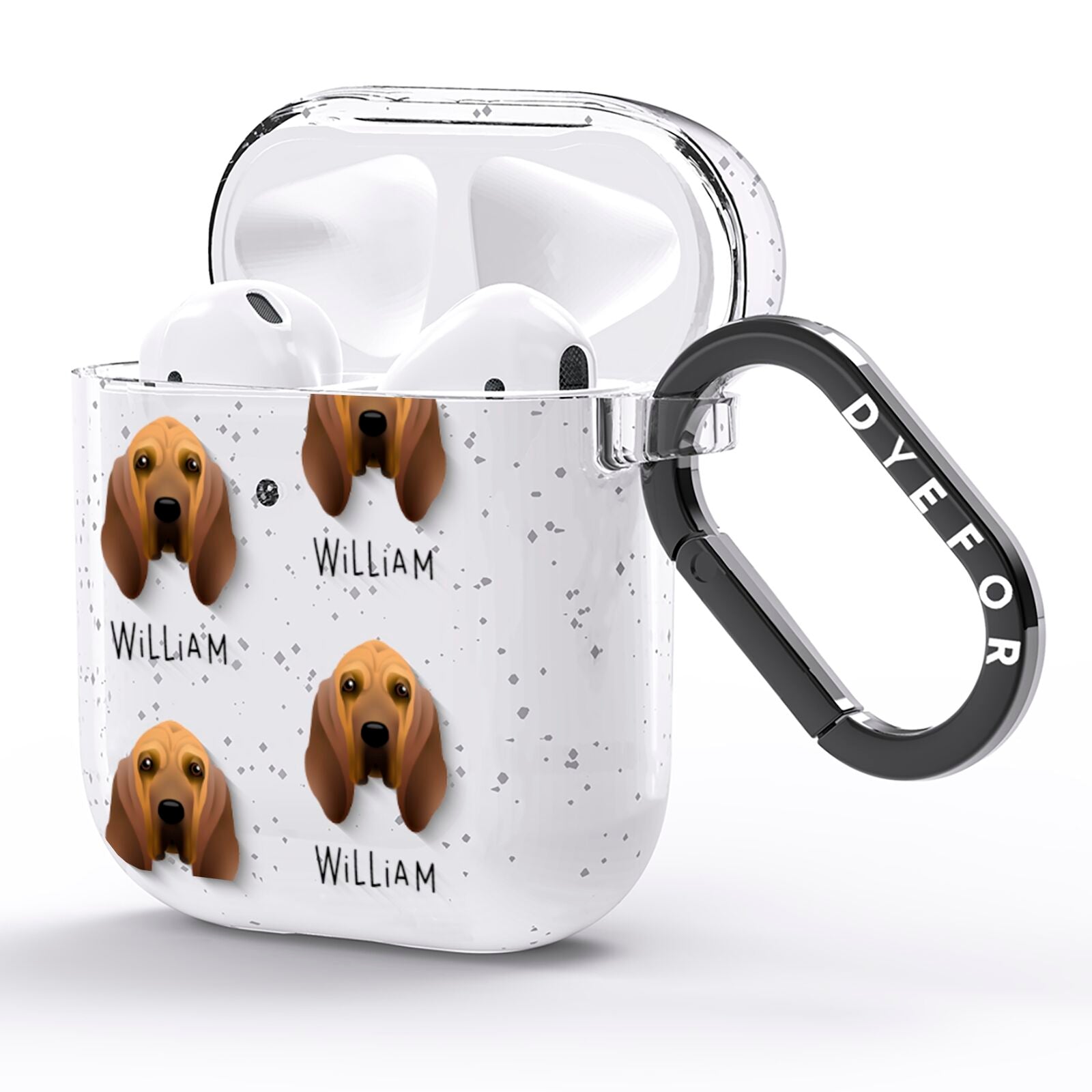 Bloodhound Icon with Name AirPods Glitter Case Side Image