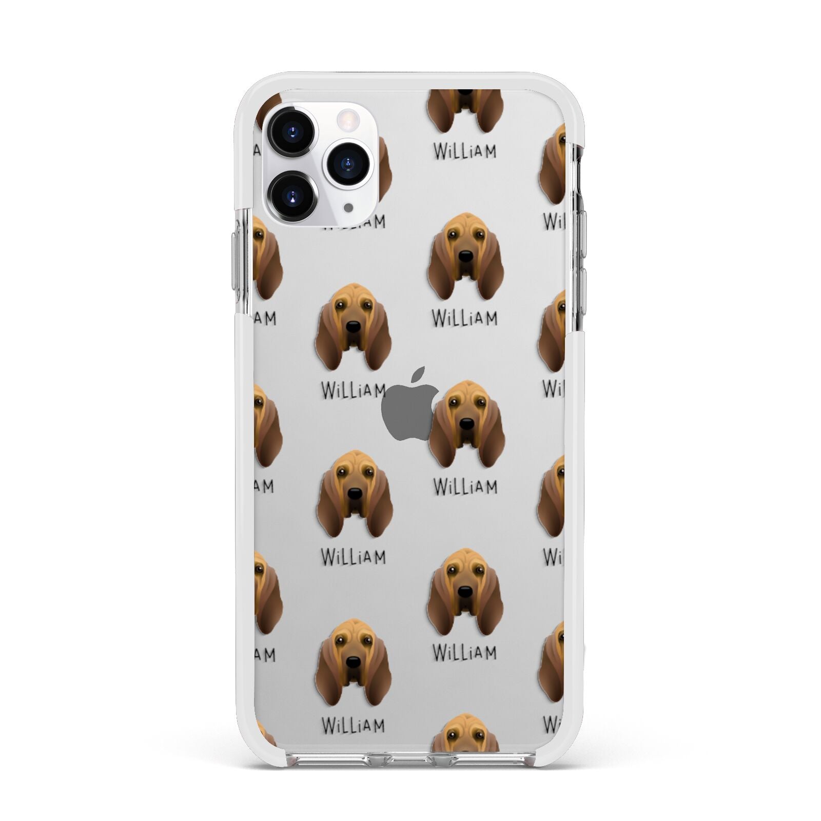 Bloodhound Icon with Name Apple iPhone 11 Pro Max in Silver with White Impact Case