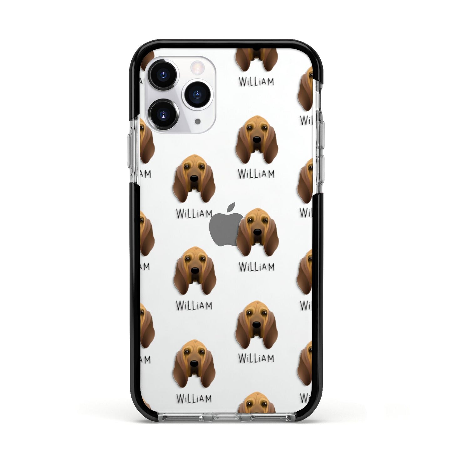 Bloodhound Icon with Name Apple iPhone 11 Pro in Silver with Black Impact Case