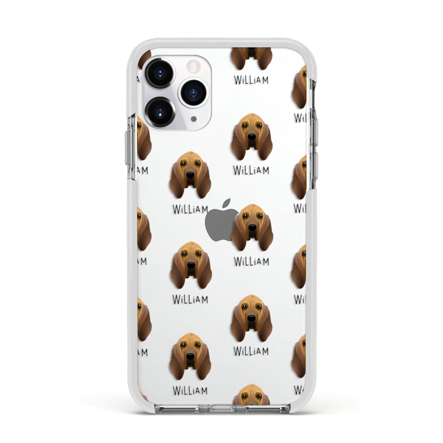 Bloodhound Icon with Name Apple iPhone 11 Pro in Silver with White Impact Case