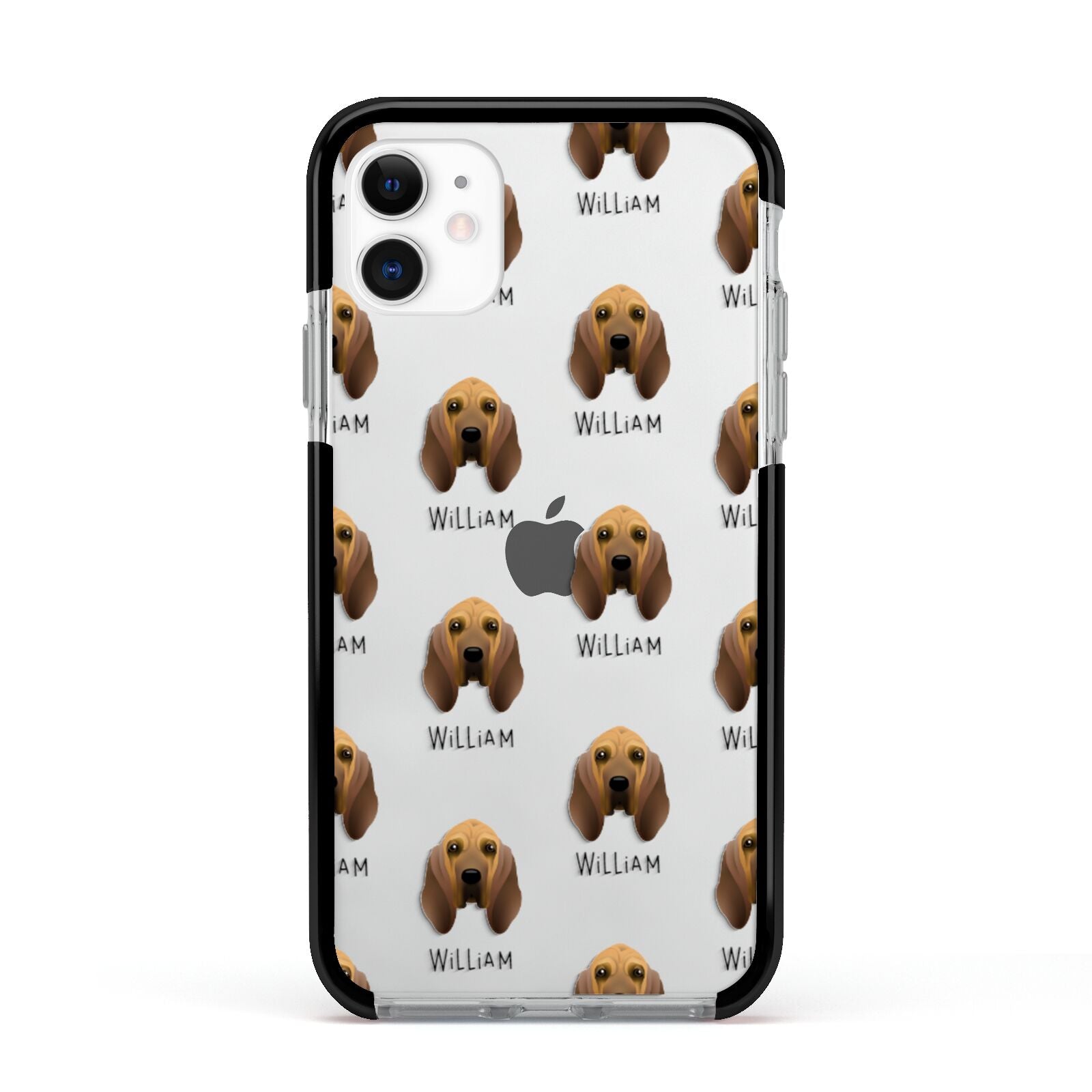 Bloodhound Icon with Name Apple iPhone 11 in White with Black Impact Case